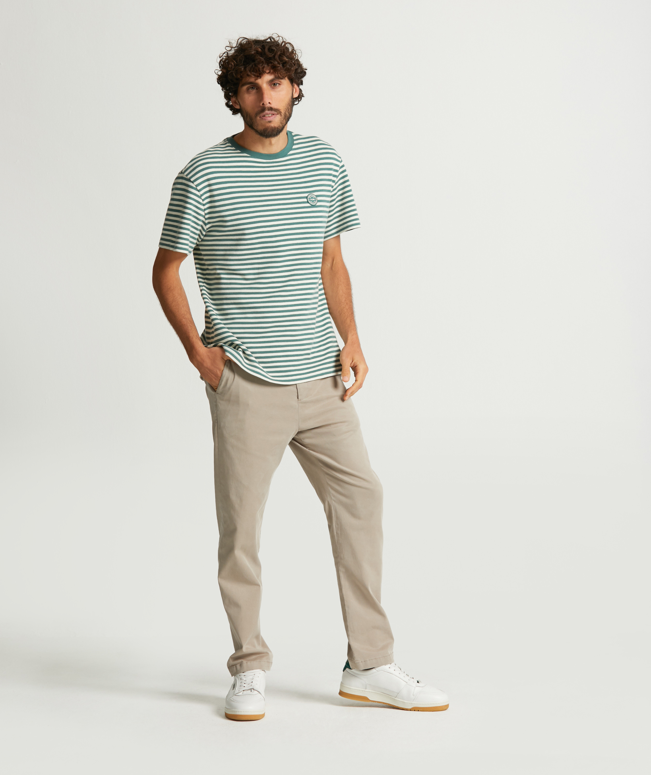 Mens Slim Tencel Blend Trousers - Sand