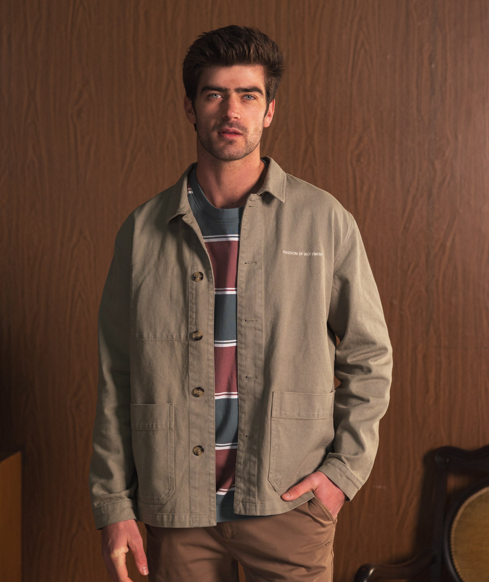 Mens Cotton Twill Shacket - Sage