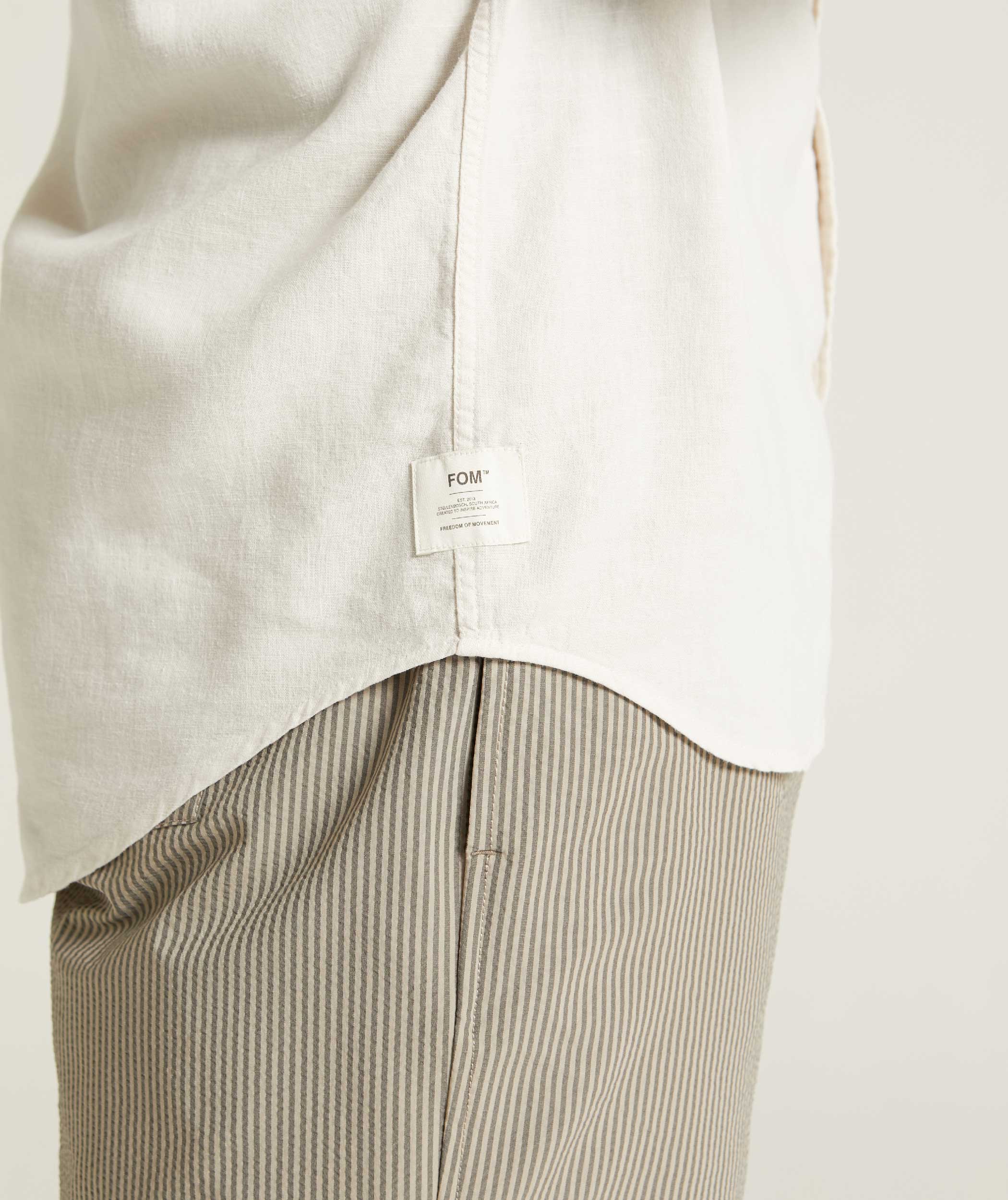 Mens Garment Dyed Long Sleeve Shirt - Light Stone
