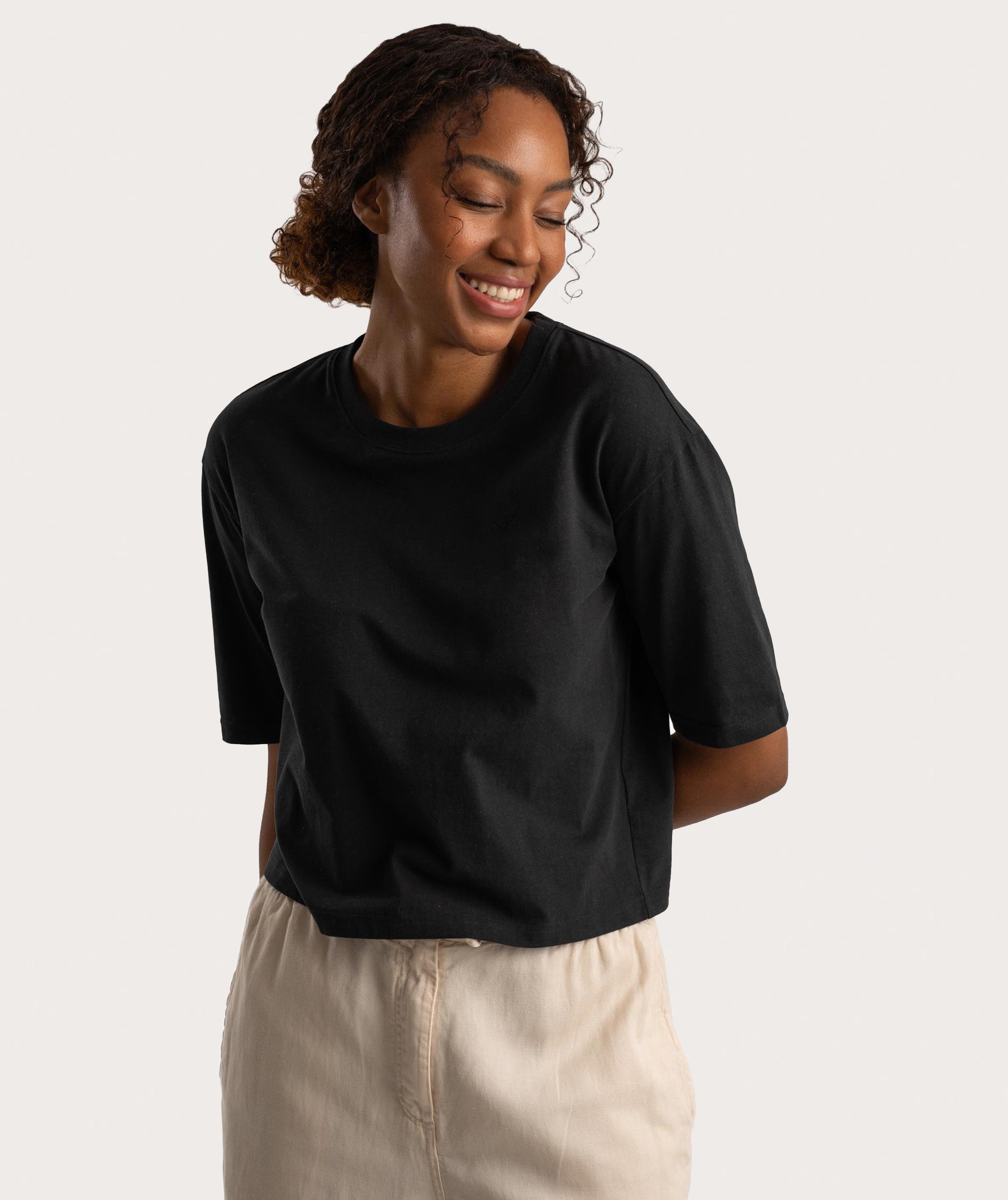 Entspanntes T-Shirt für Damen - Schwarz