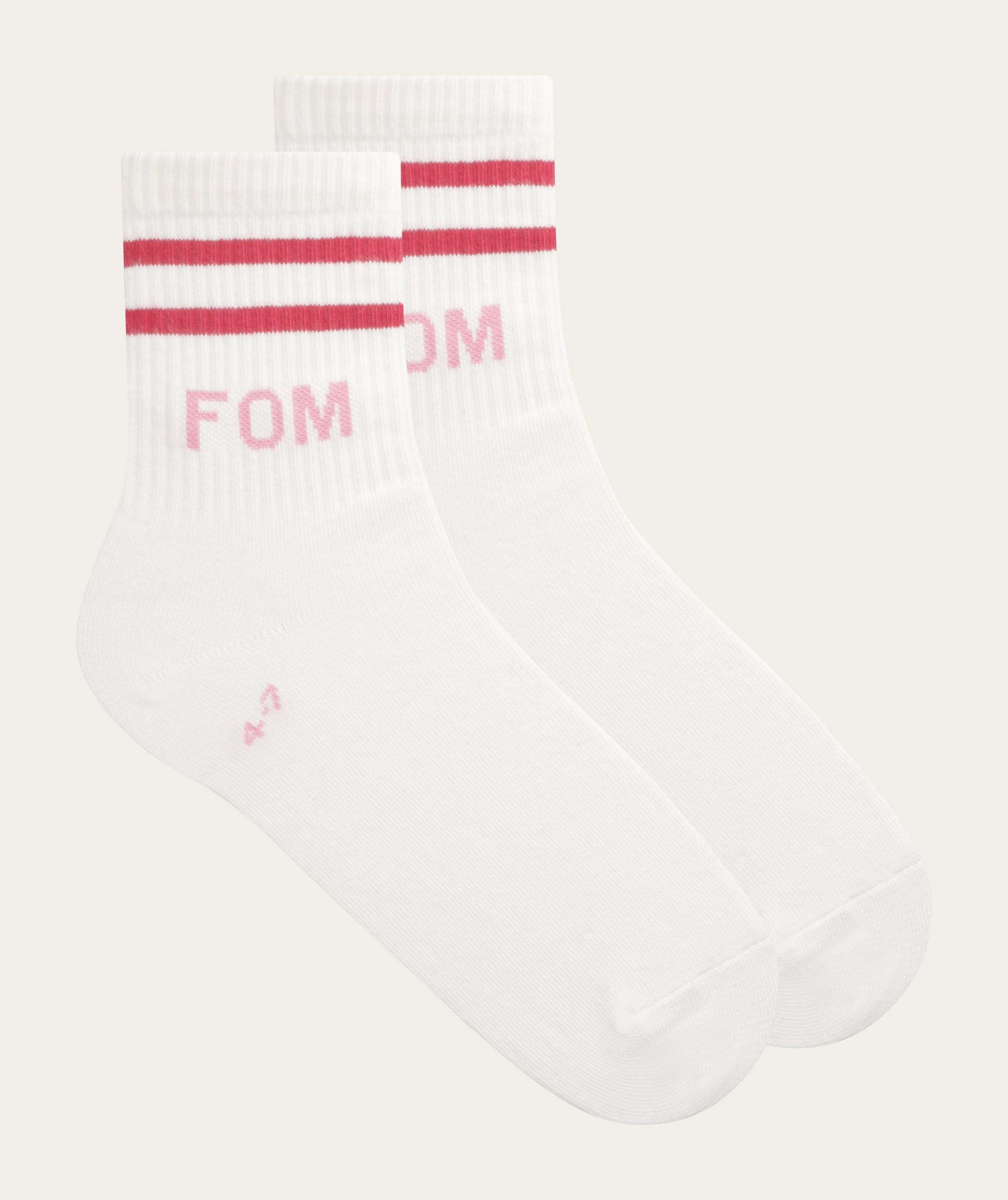Socks Active - Off-White/ Pink & Red FOM Stripes (Size 4-7)