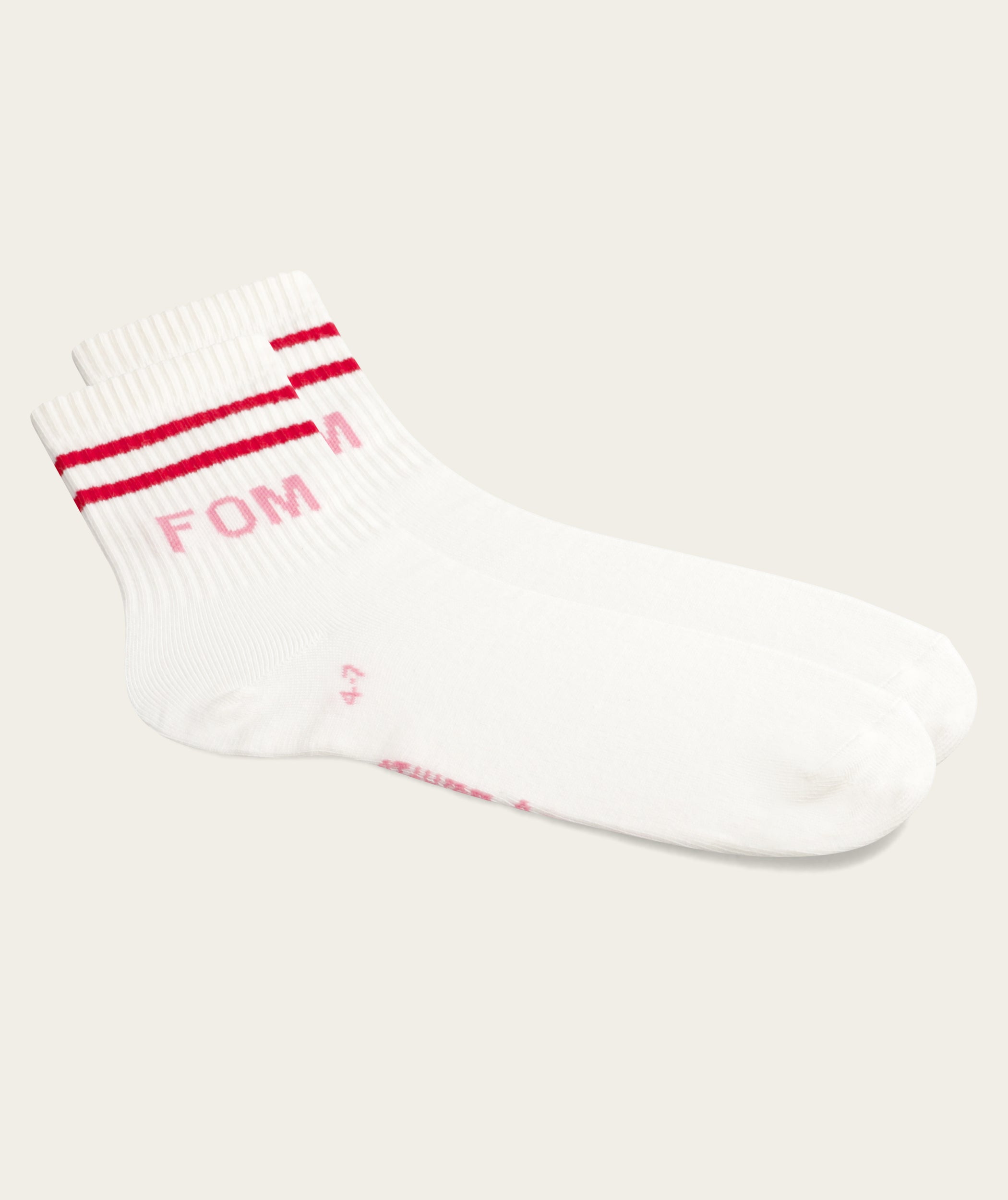 Socks Active - Off-White/ Pink & Red FOM Stripes (Size 4-7)