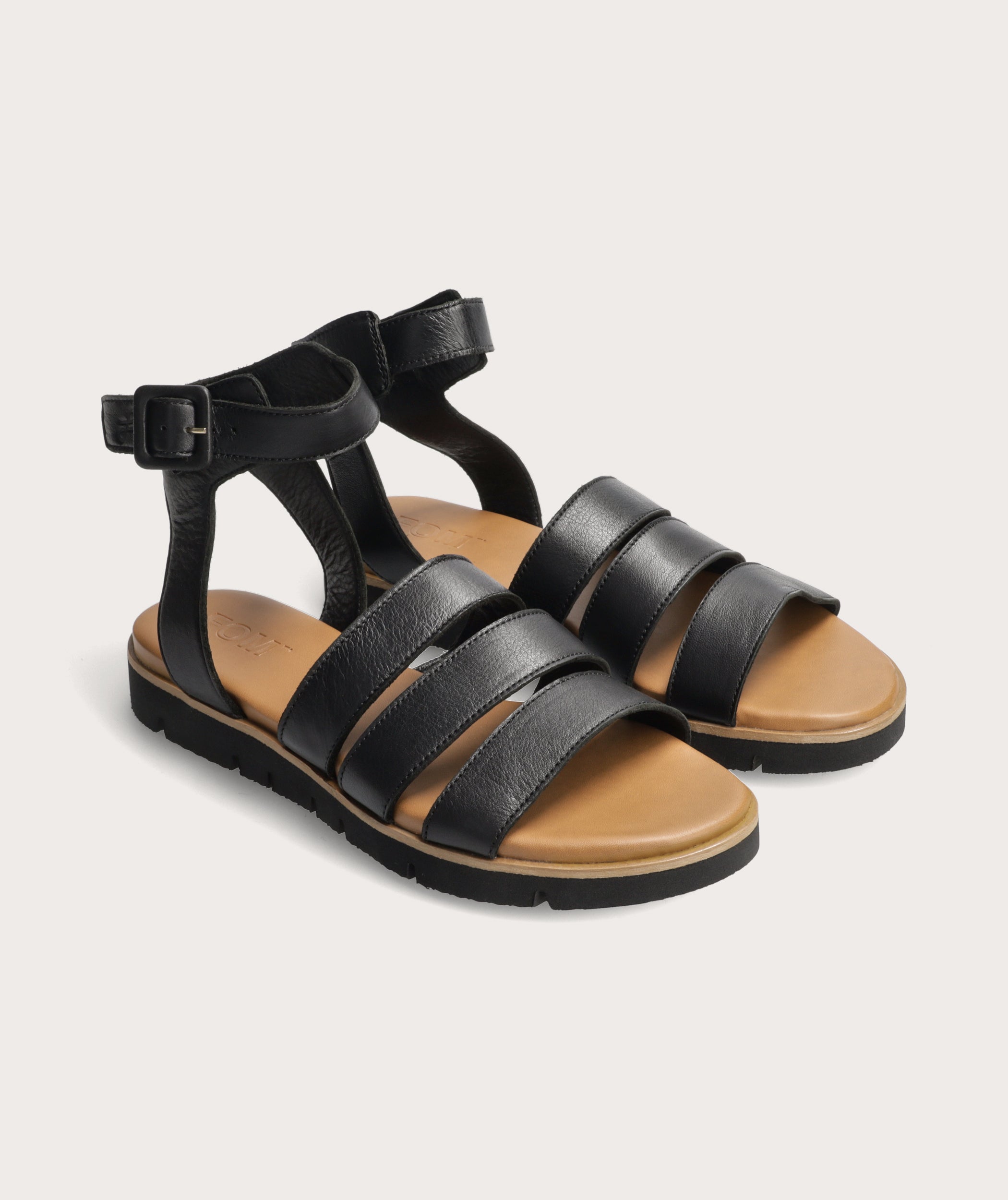 Sandale mit Dreifachriemen für Damen - Schwarz