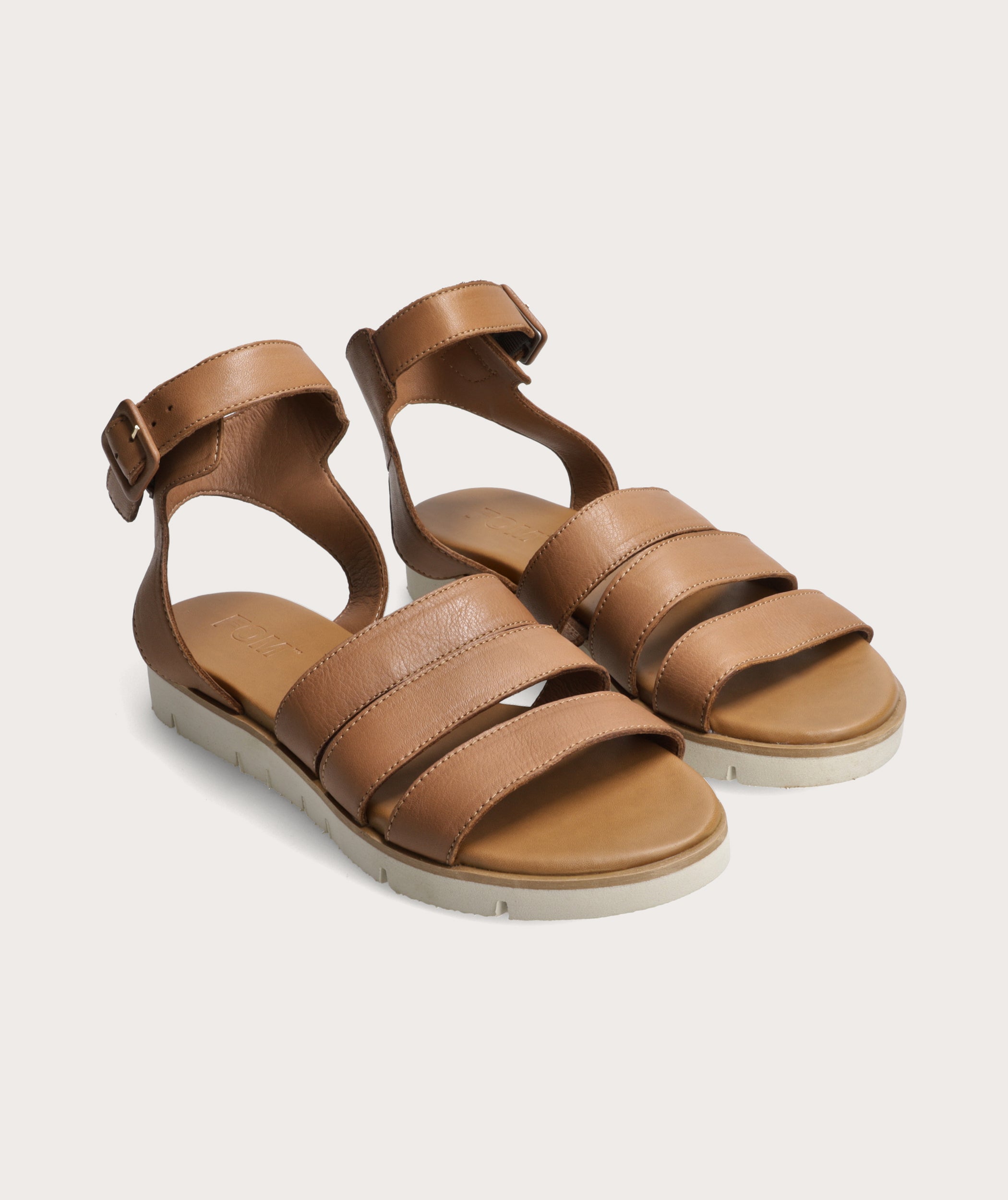 Sandale mit drei Riemen für Damen - Hellbraun