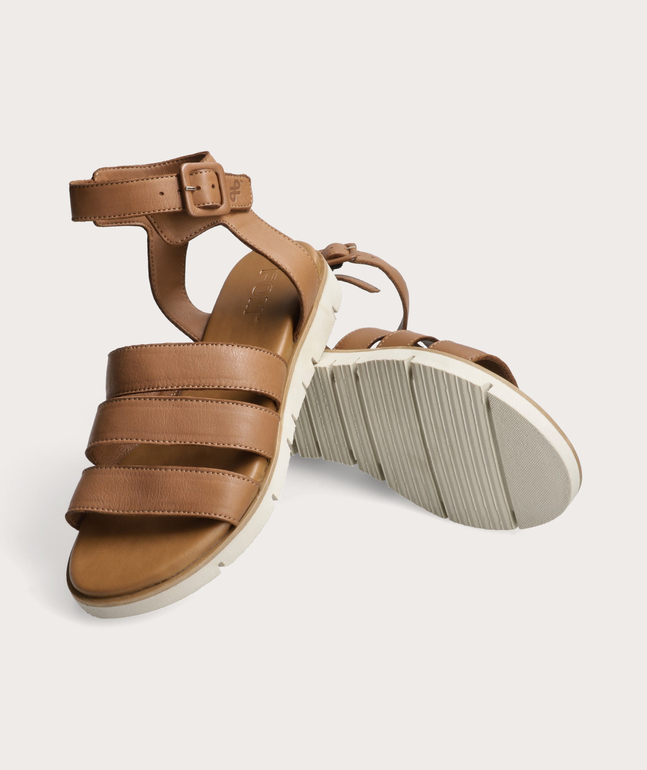 Sandale mit drei Riemen für Damen - Hellbraun