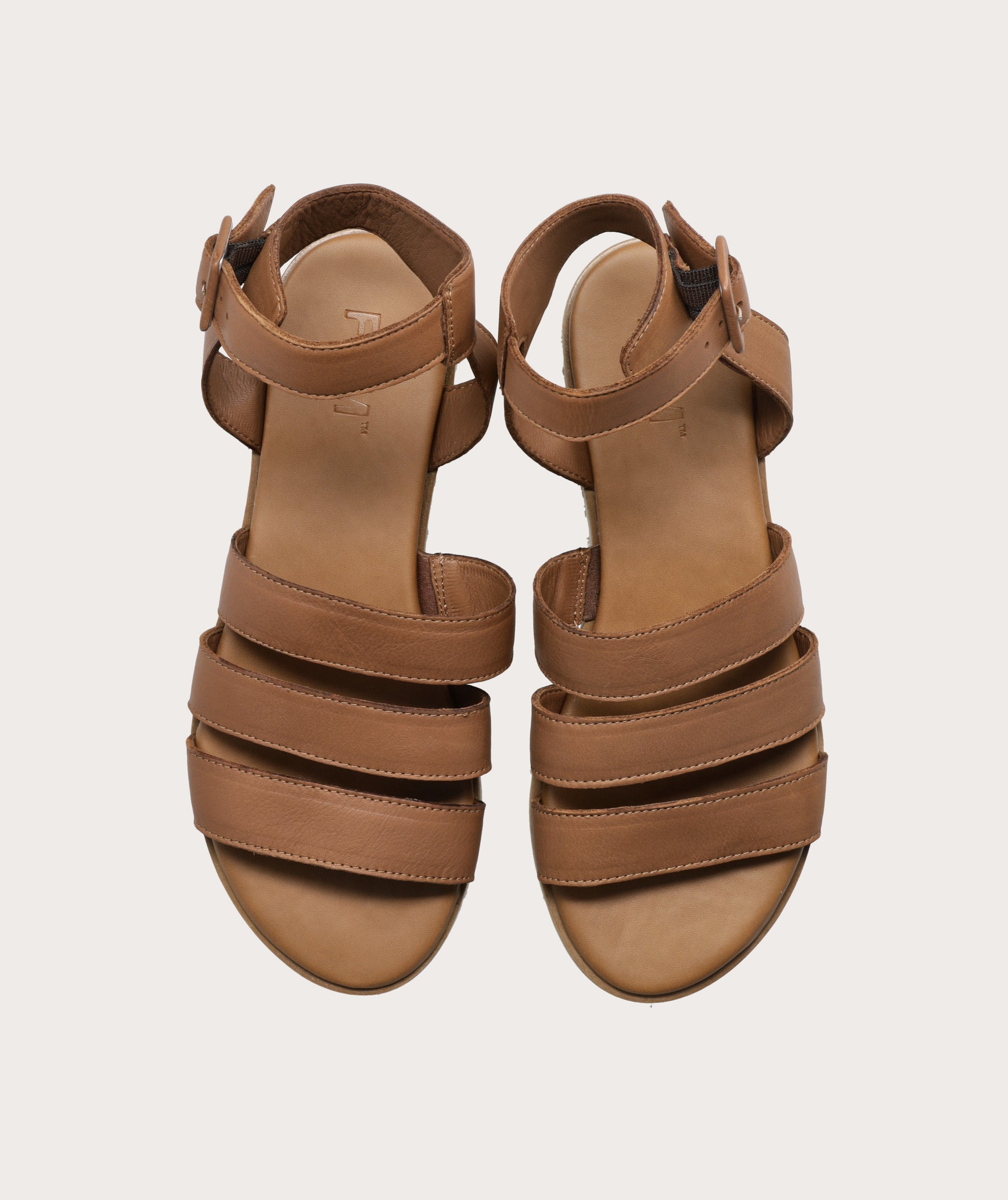 Sandale mit drei Riemen für Damen - Hellbraun