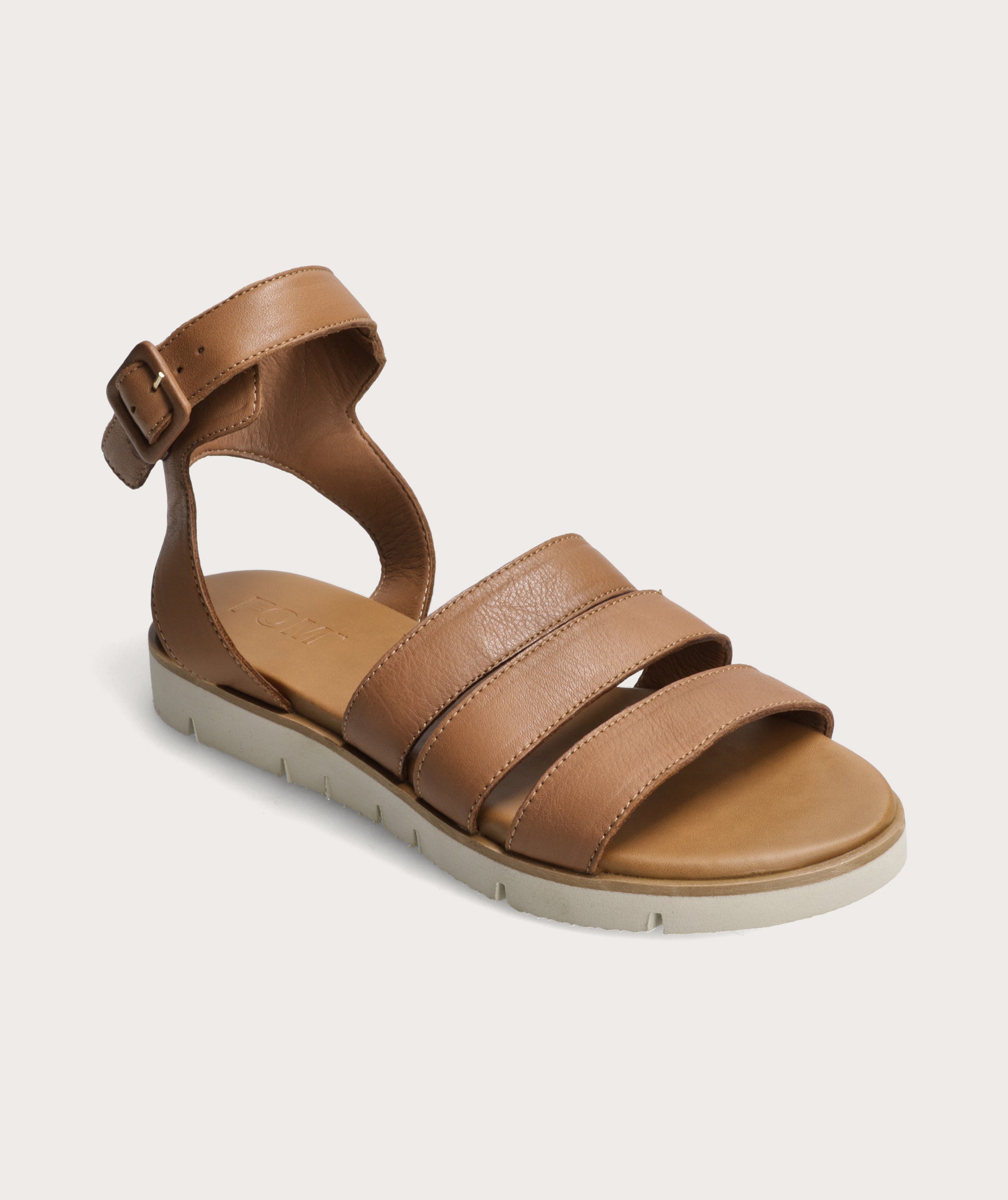 Sandale mit drei Riemen für Damen - Hellbraun