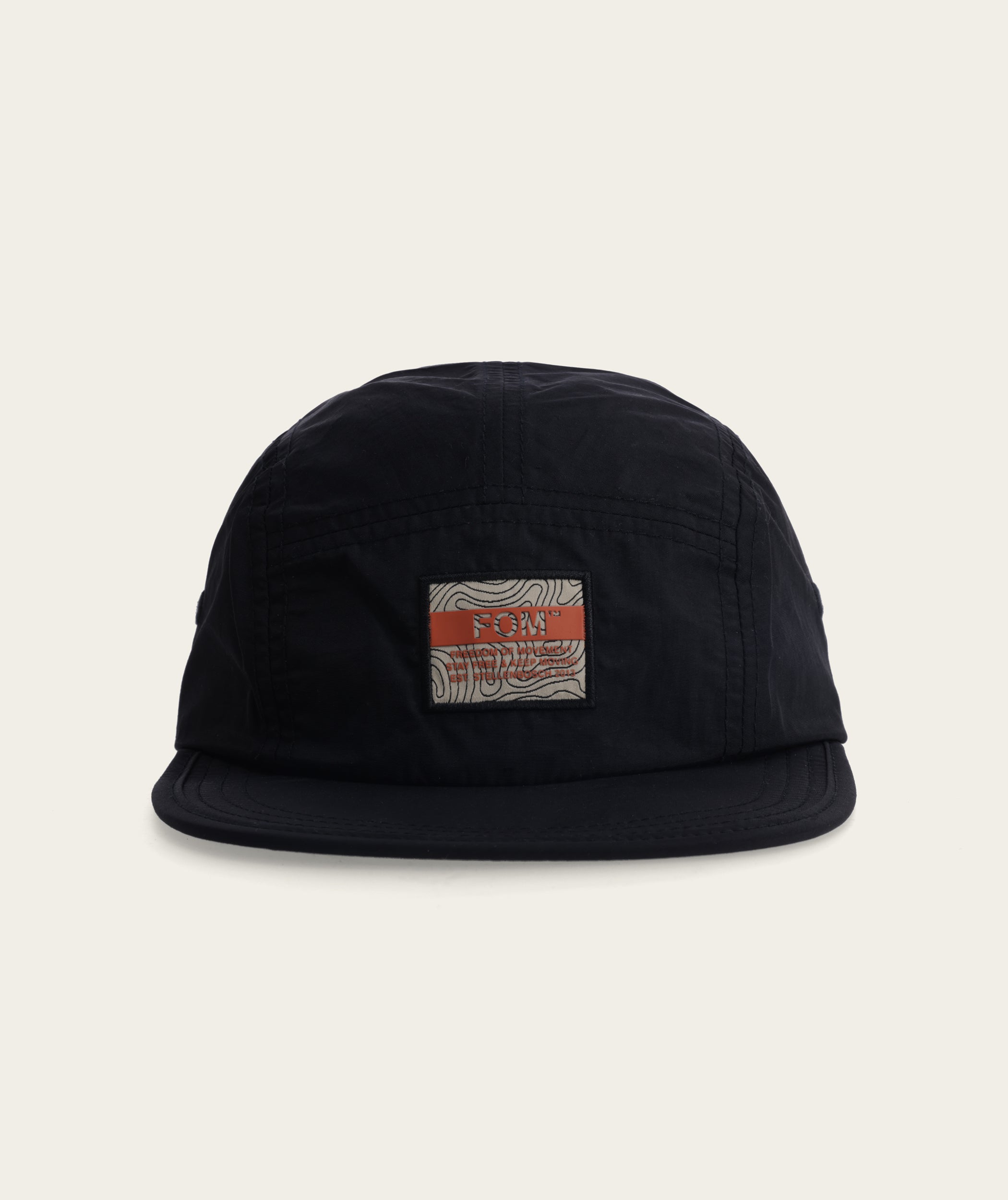 5 Panel Nylon Cap - Black