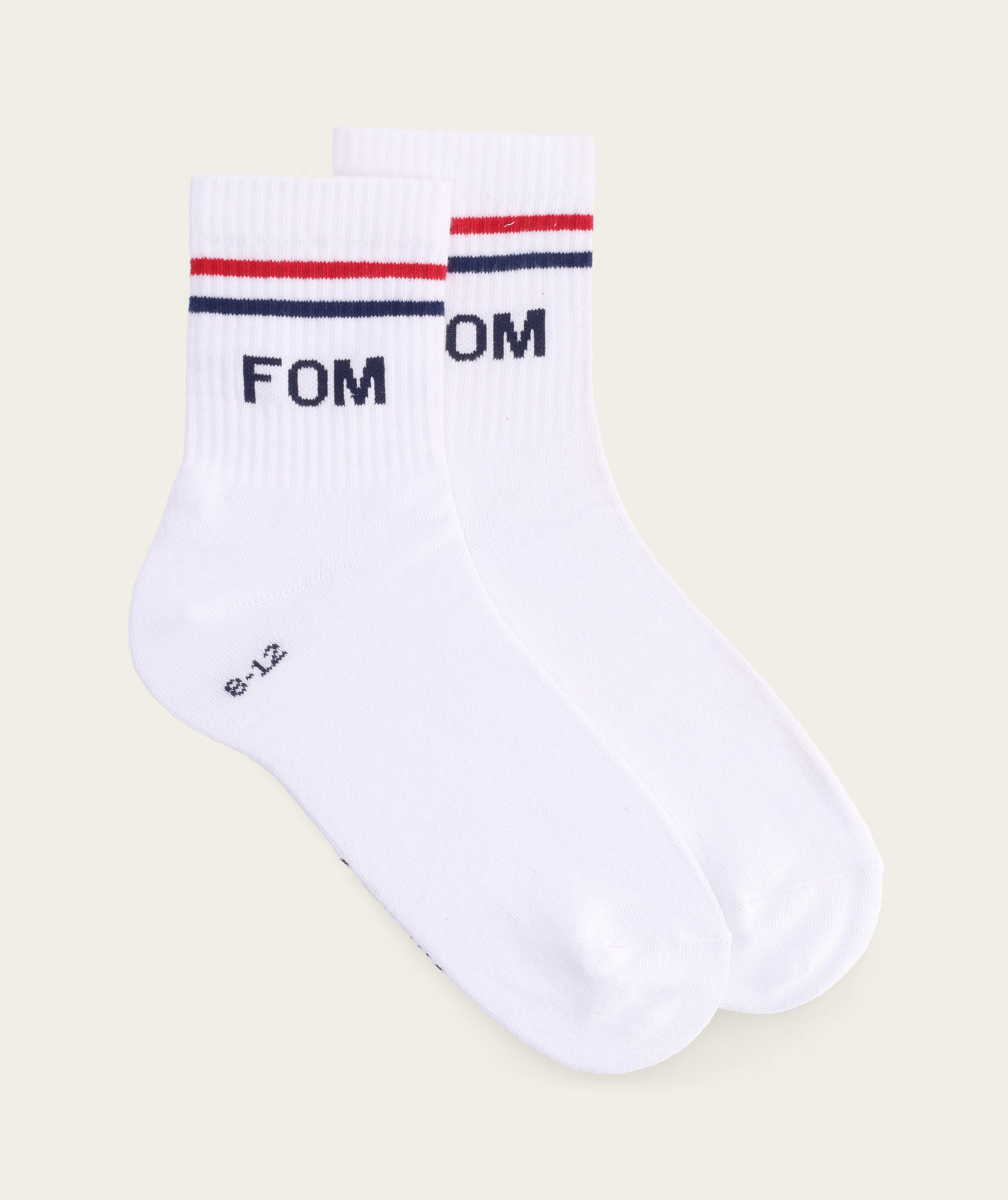 Socks Active - White/ Navy & Red FOM Stripes (Size 8-12)