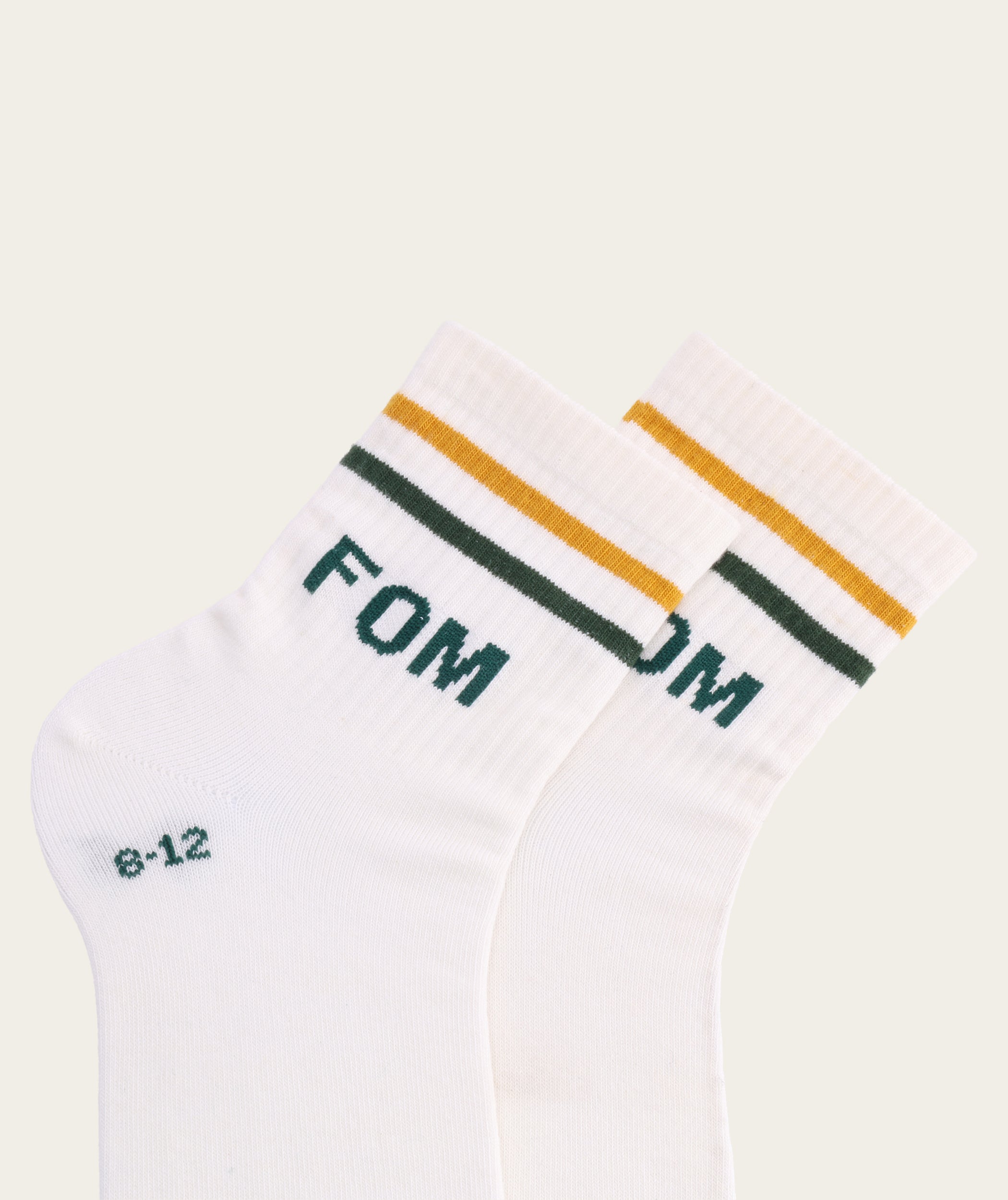 Socks Active - Off-White/ Green & Gold FOM Stripes (Size 8-12)