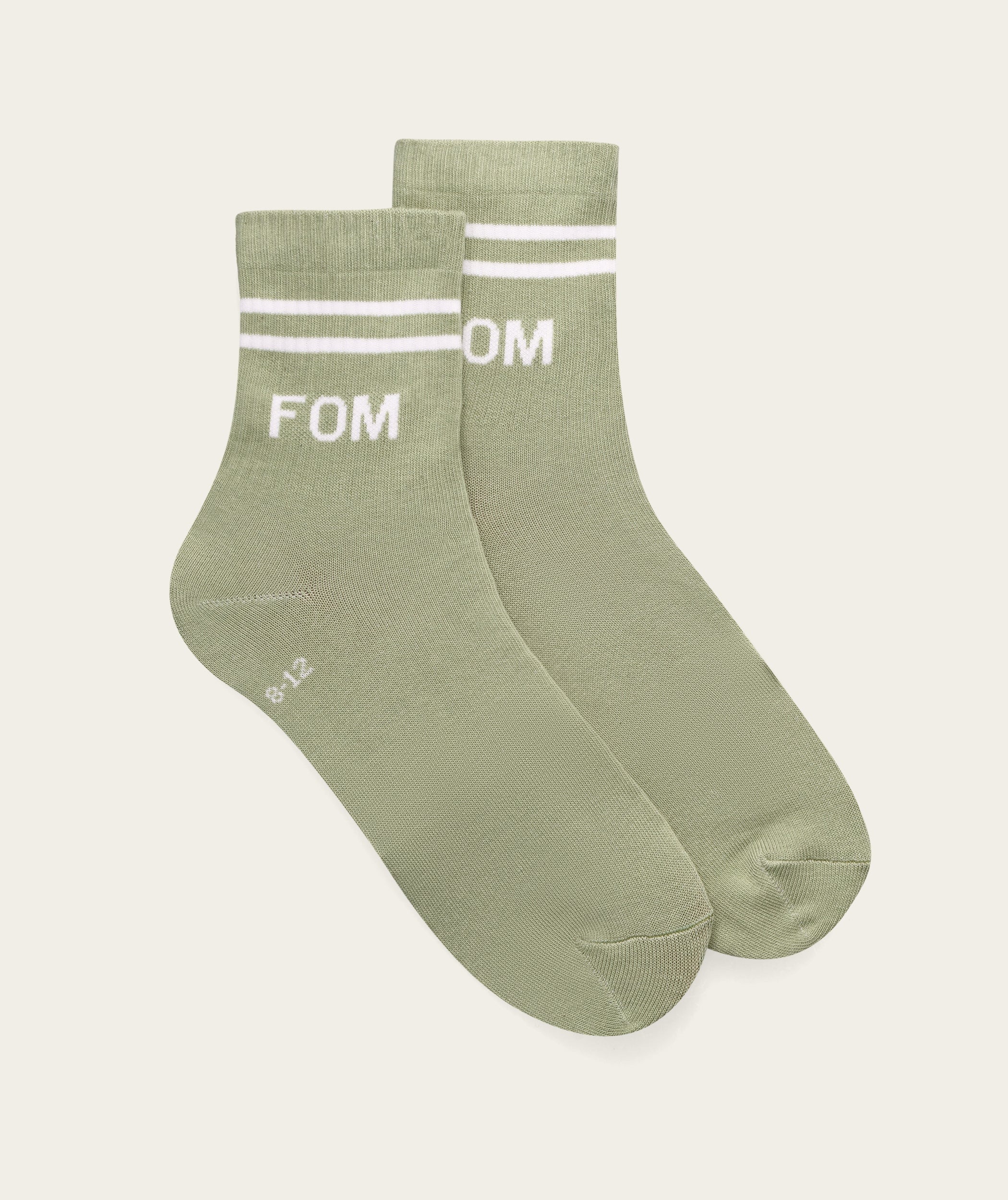 Socks Active - Avocado/ Cream Stripes (Size 8-12)