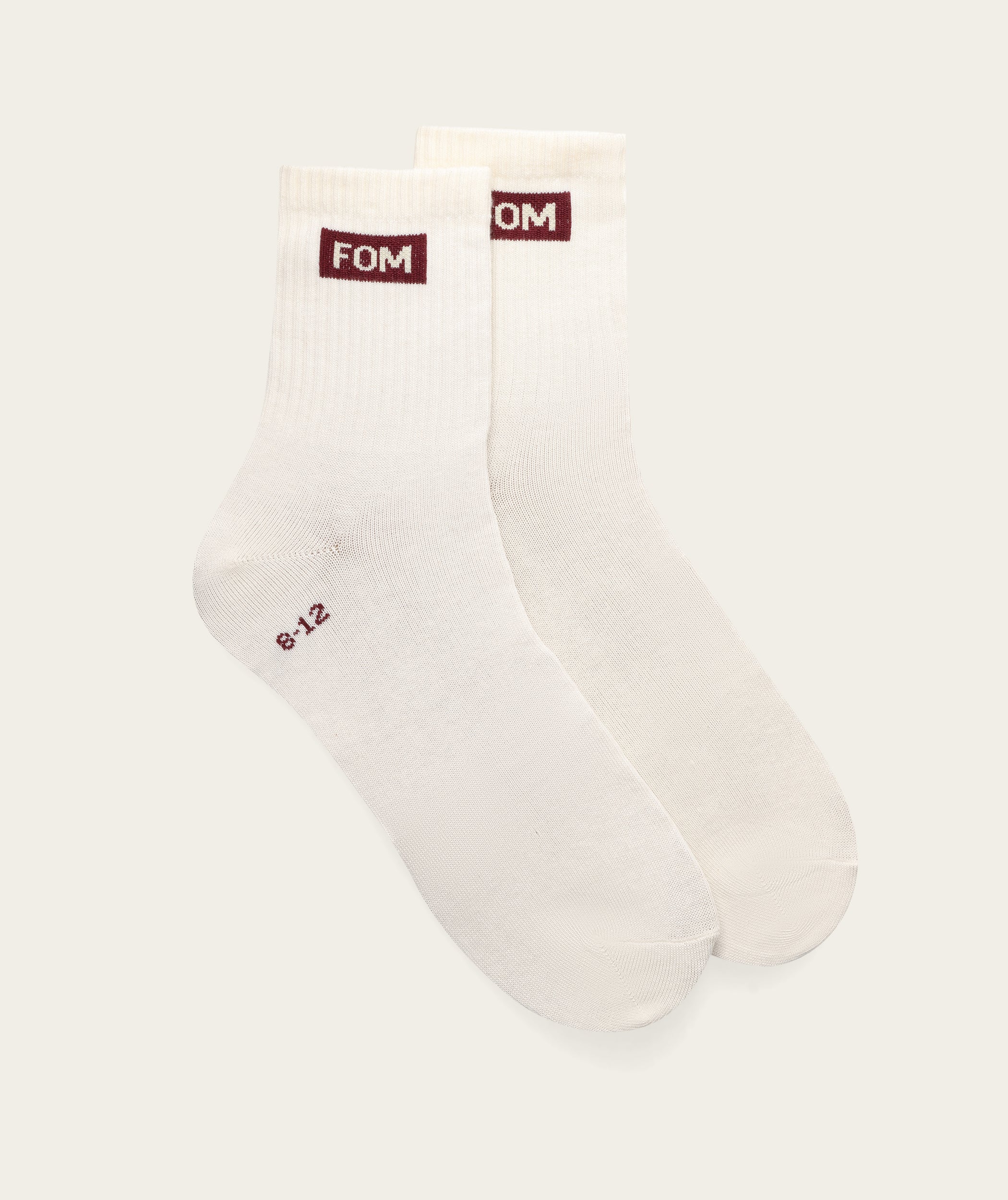 Socks Active - Off-White/ Burgundy FOM (Size 8-12)