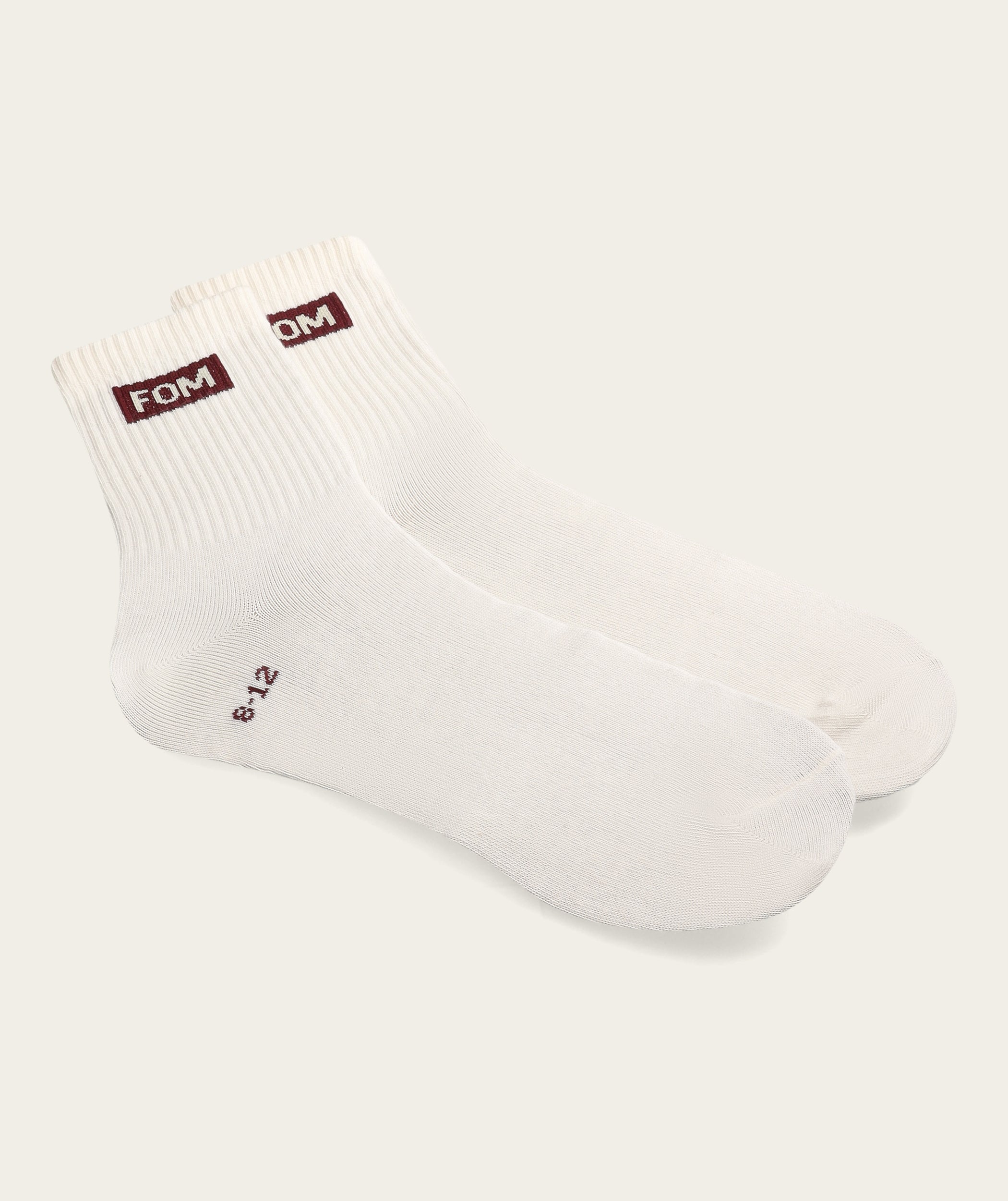 Socks Active - Off-White/ Burgundy FOM (Size 8-12)