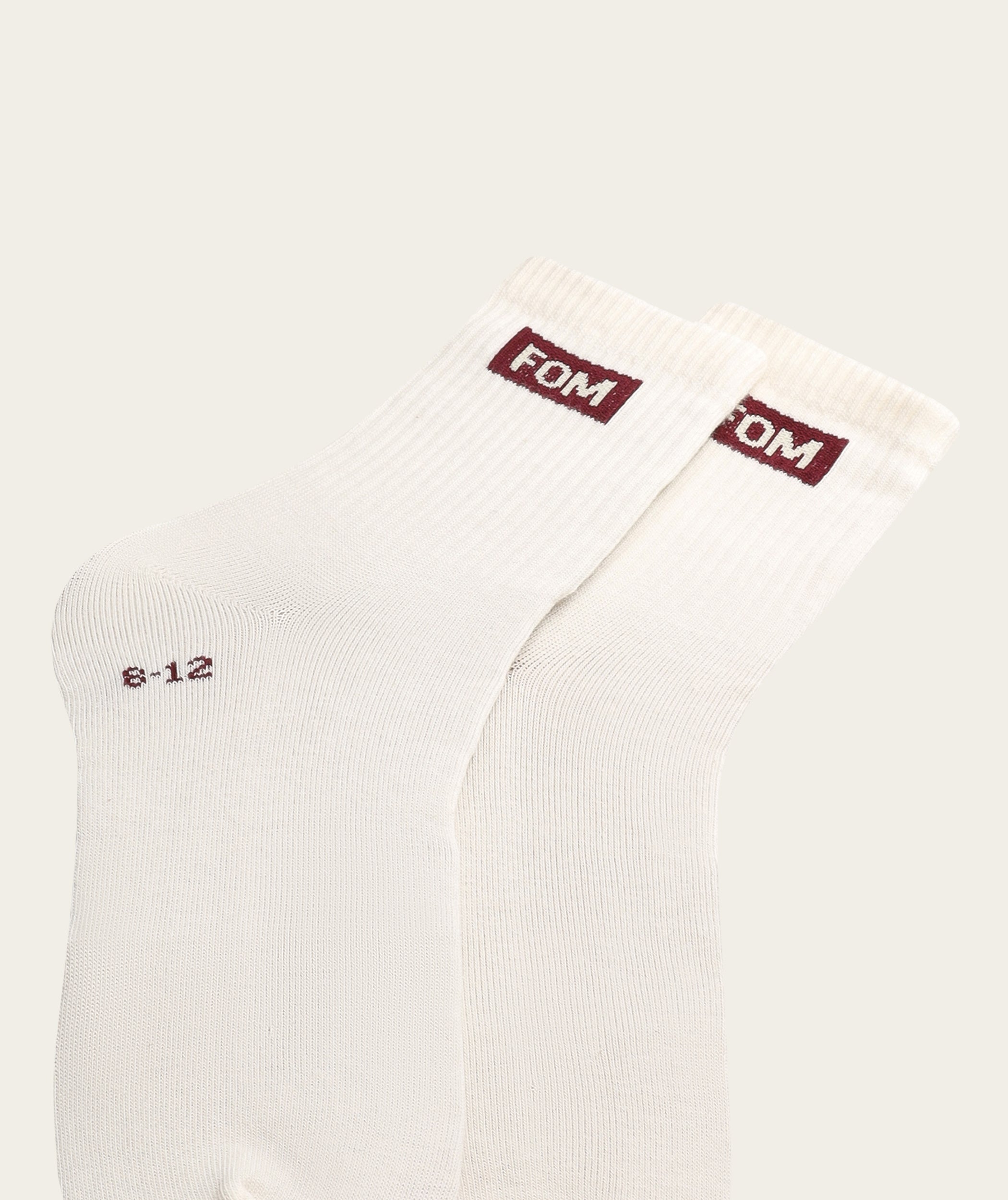 Socks Active - Off-White/ Burgundy FOM (Size 8-12)