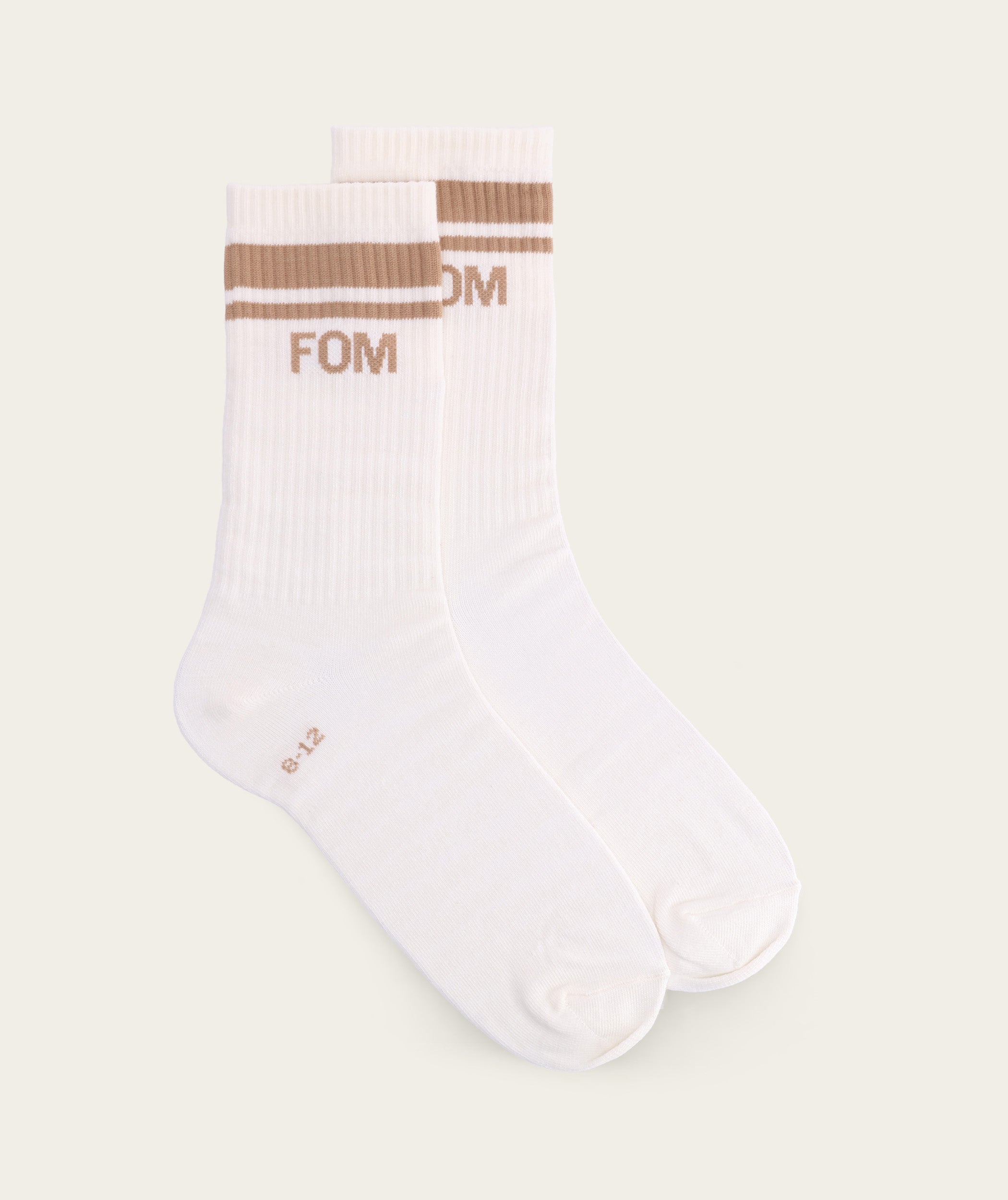 Socks Crew - Off-White/ Tan FOM Stripes (Size 8-12)