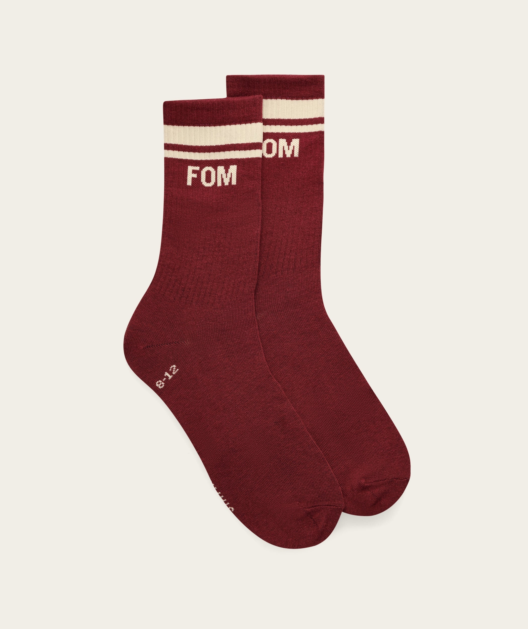 Socks Crew - Burgundy/ White Stripes (Size 8-12)