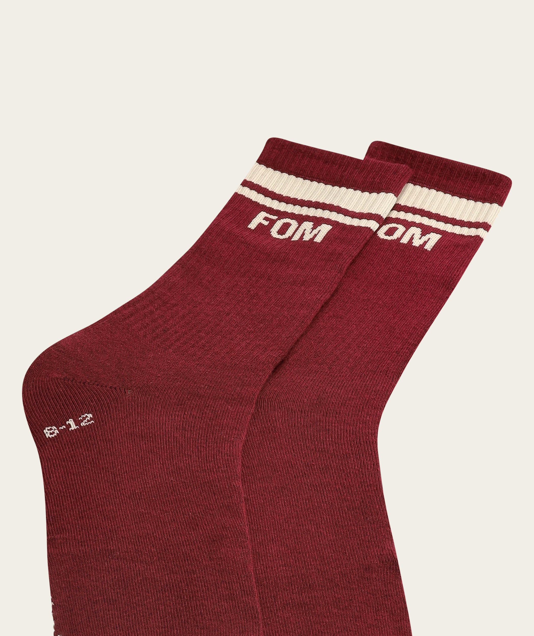 Socks Crew - Burgundy/ White Stripes (Size 8-12)