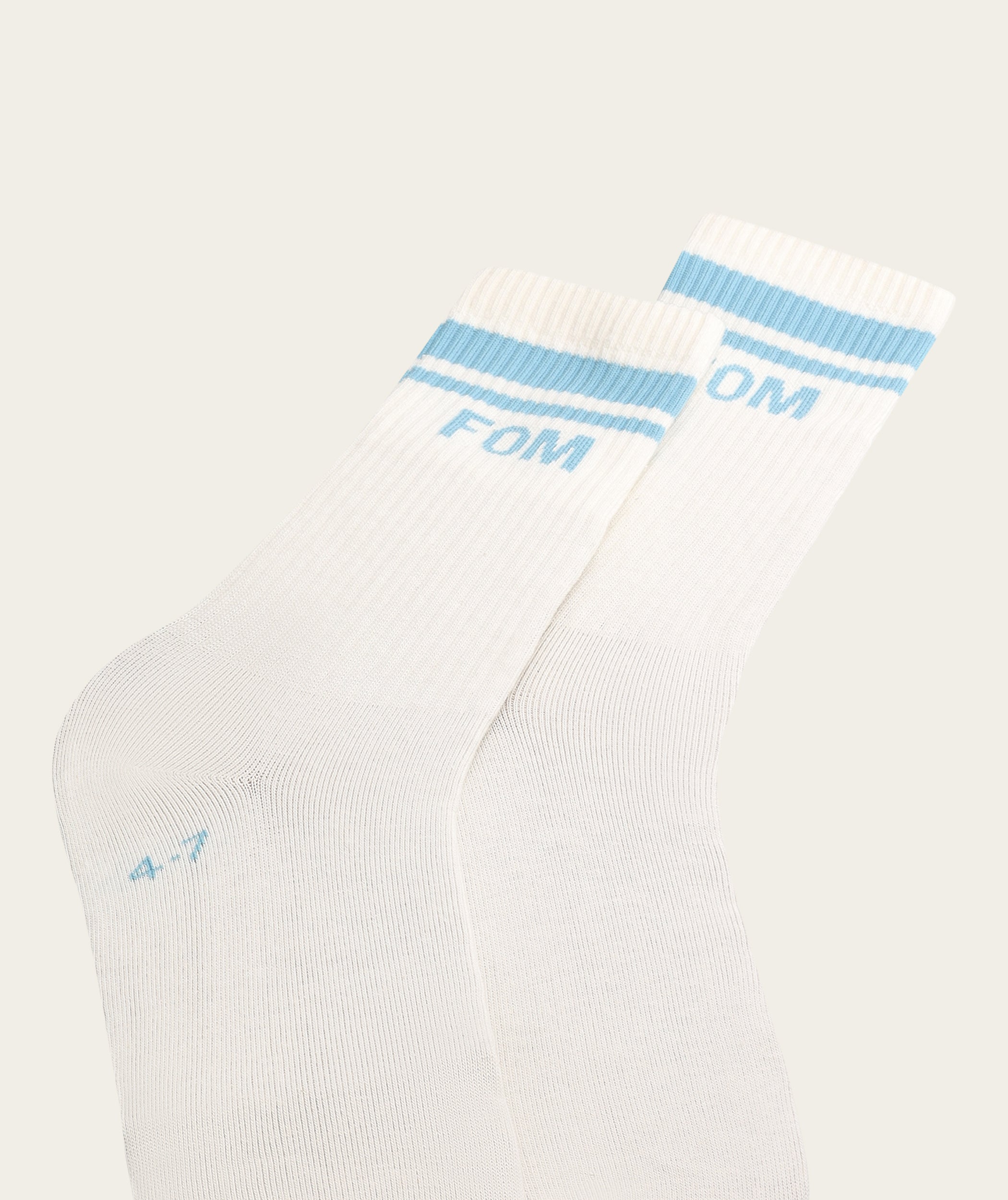 Socks Crew Twin Pack - Sky Gray & Off-White Stripes (Size 4-7)