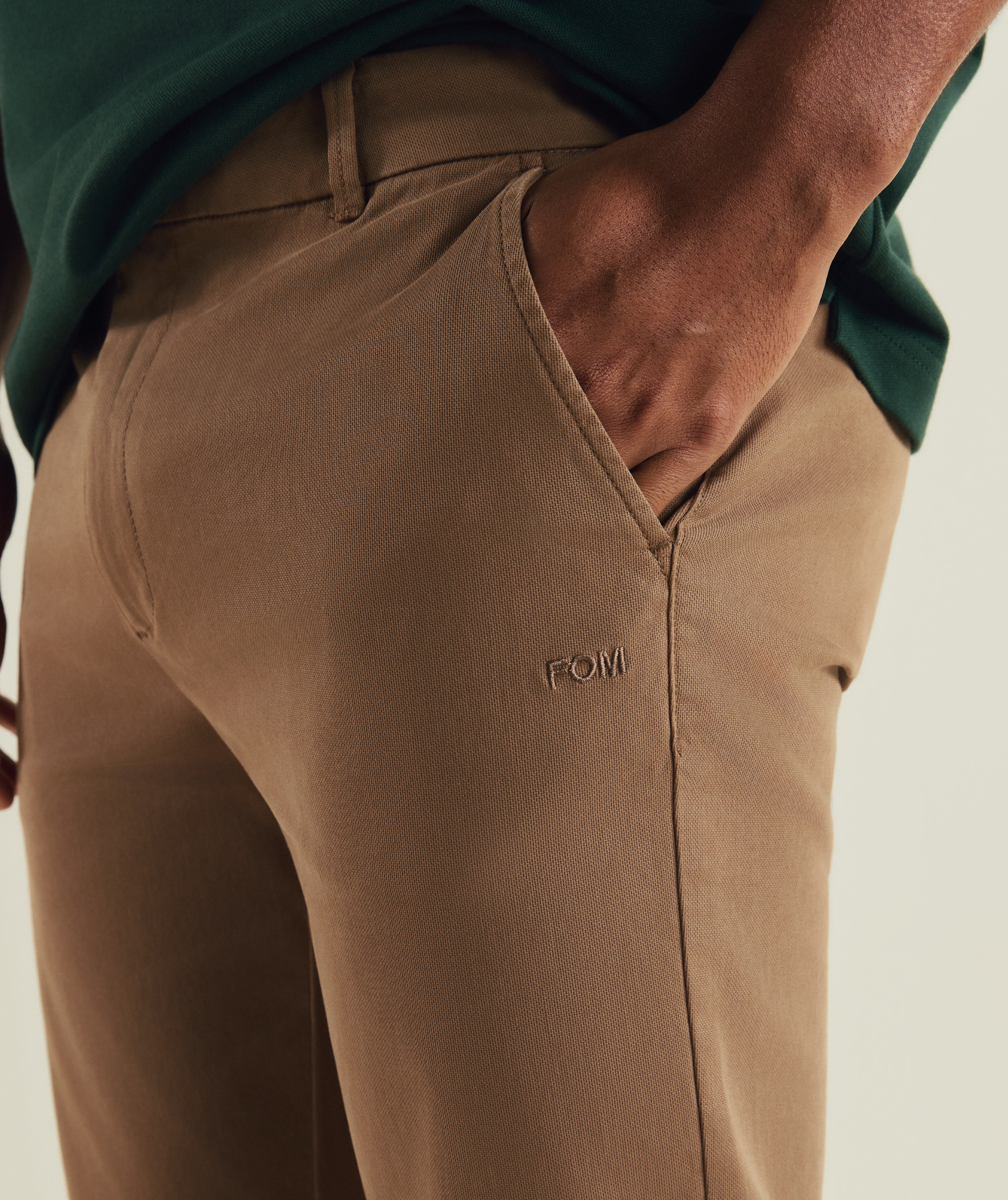 Mens Cotton Twill Chino Trousers - Coffee