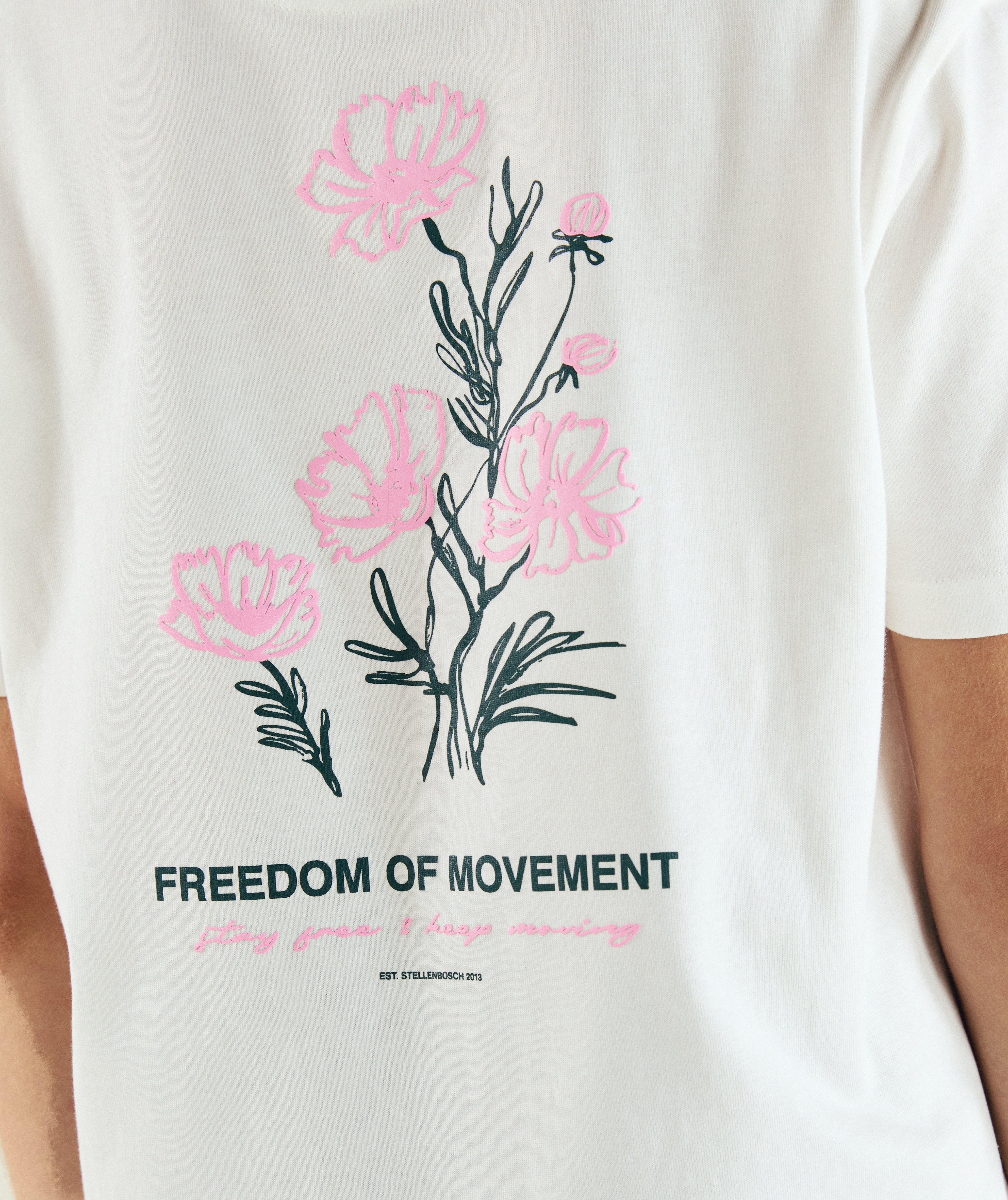 Ladies Flower Graphic Tee - Ivory