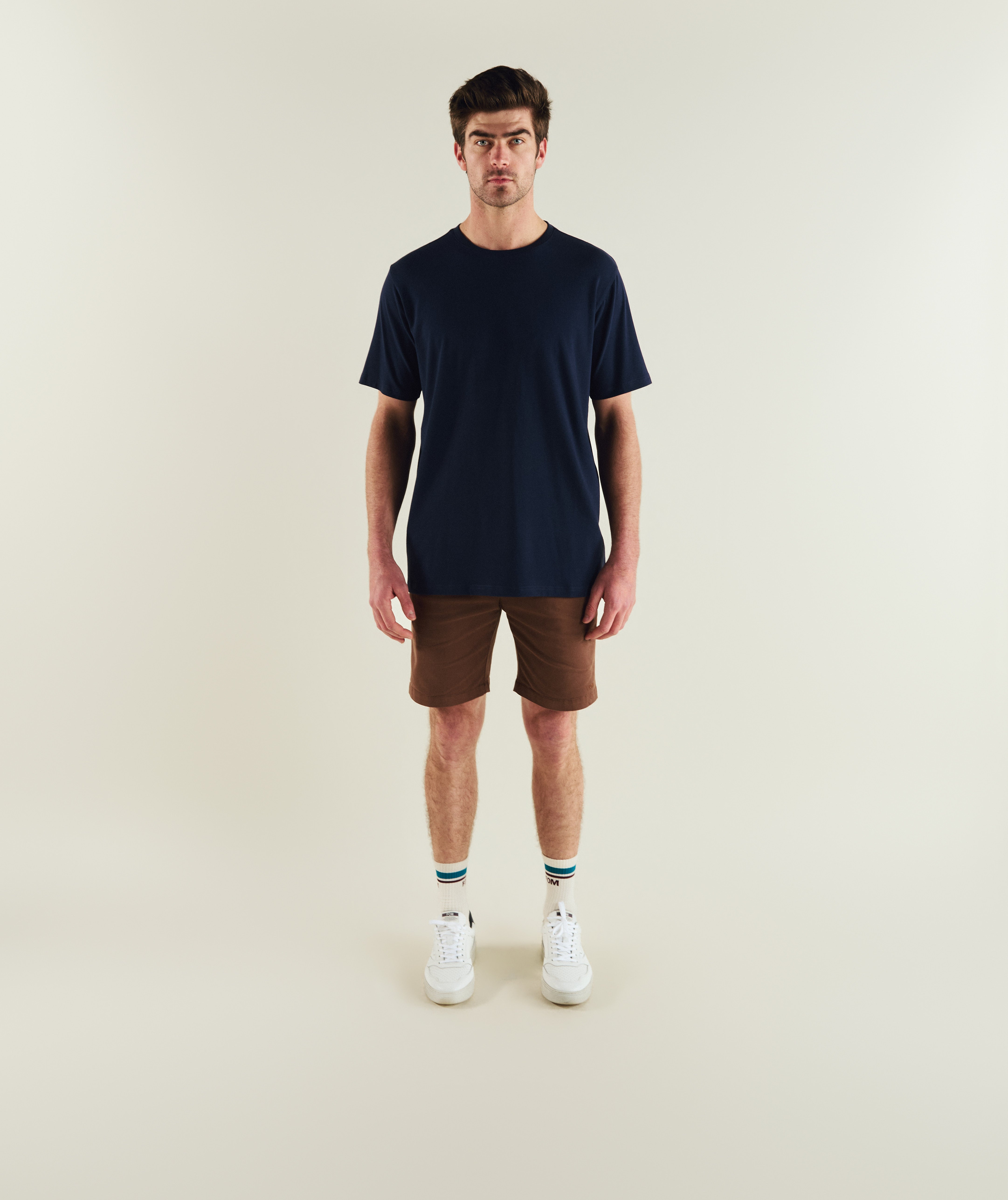 Mens Standard Three Pack Cotton Tees - Ivory/ Green/ Navy