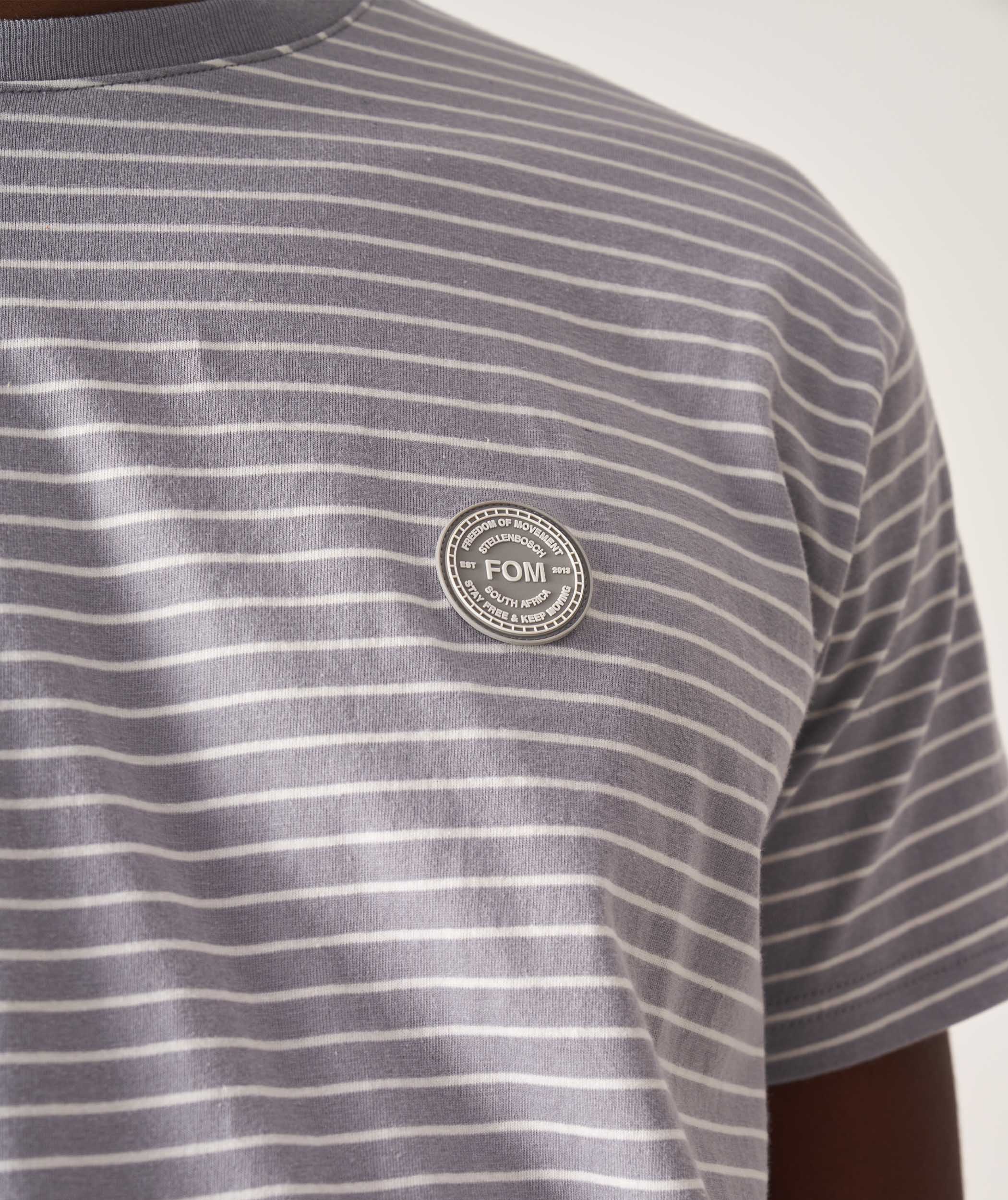 Standard-T-Shirt aus Baumwolle mit Streifen für Herren – Zementstreifen