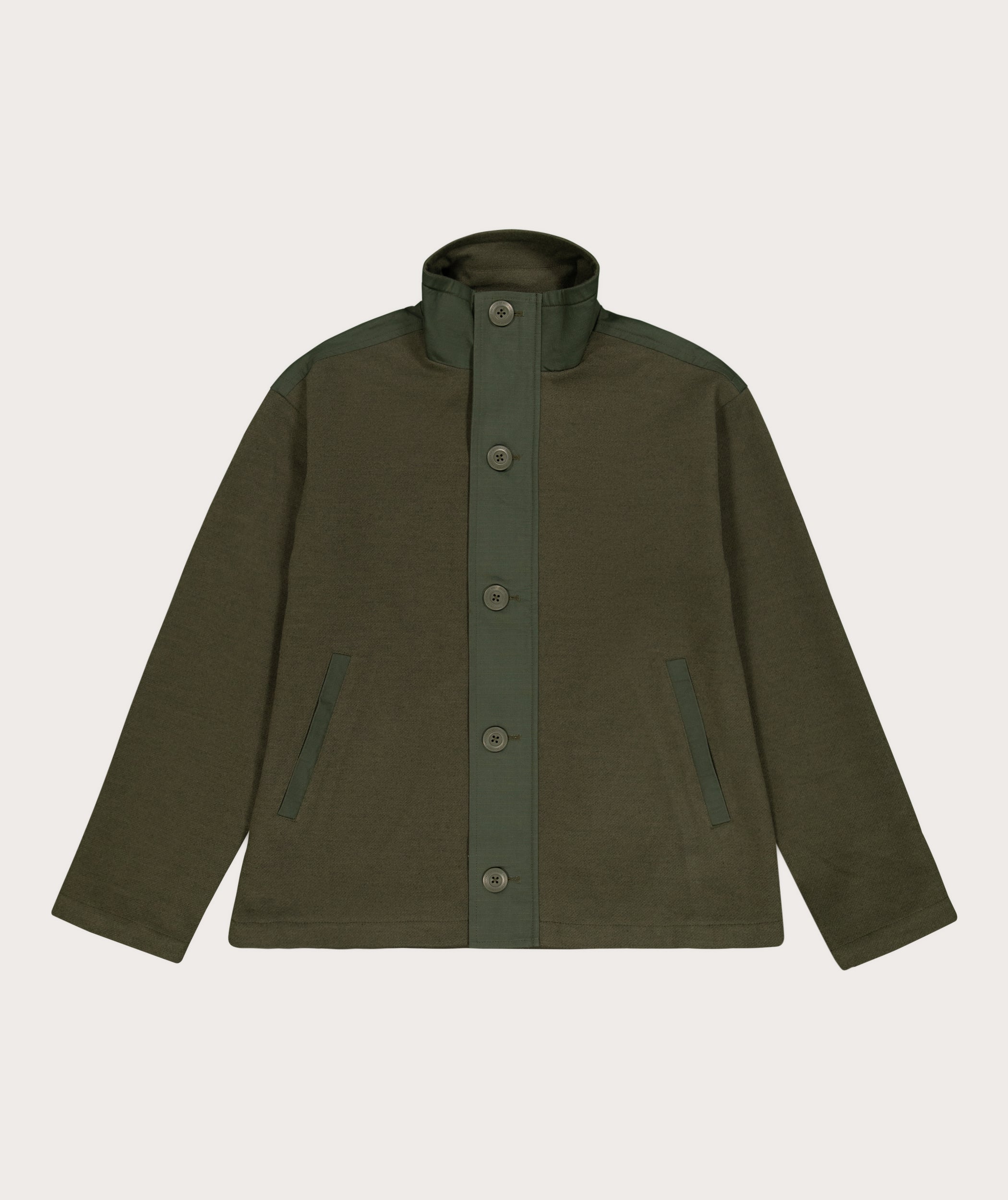 Melton Button Jacke für Damen - Flaschengrün