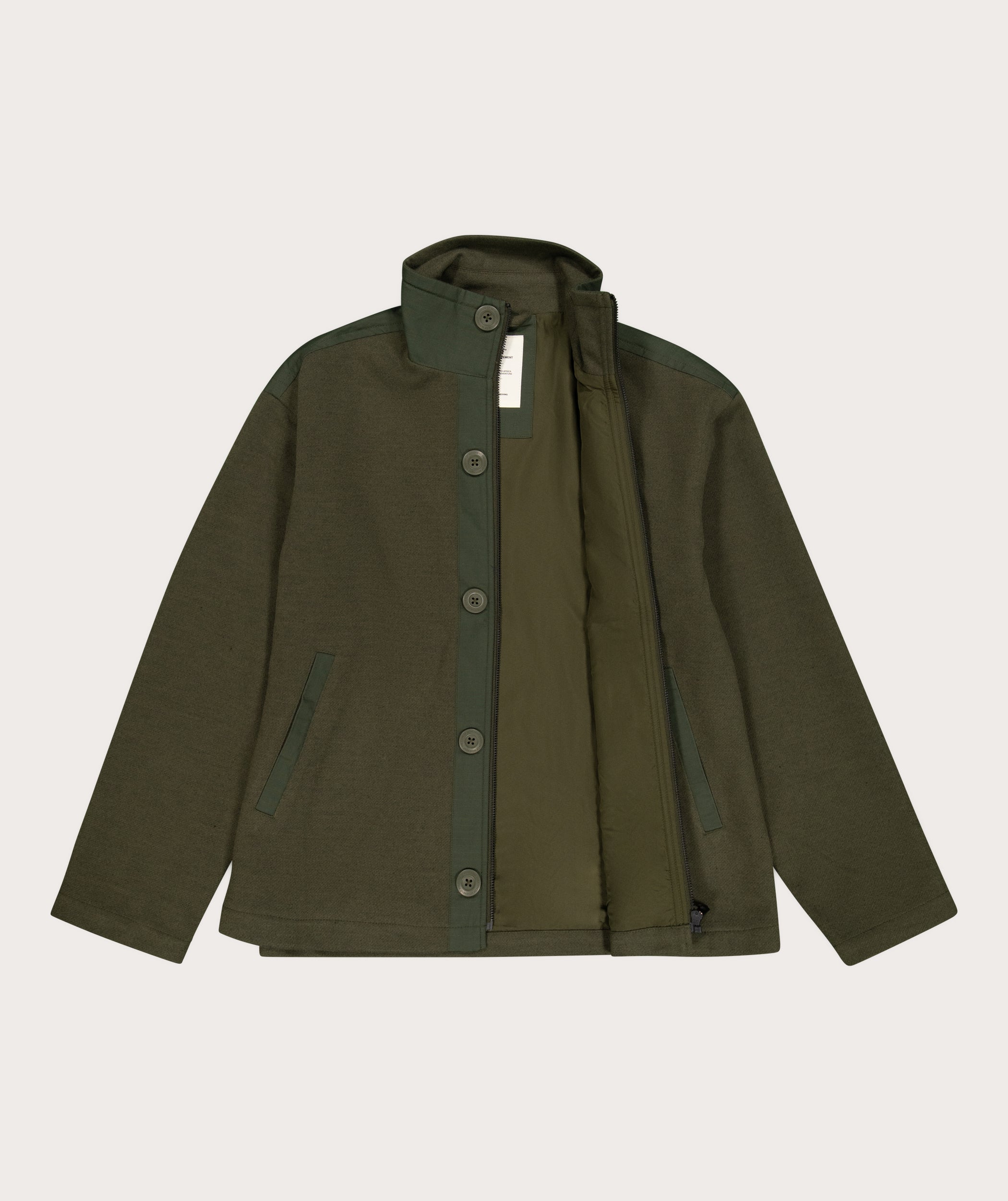 Melton Button Jacke für Damen - Flaschengrün