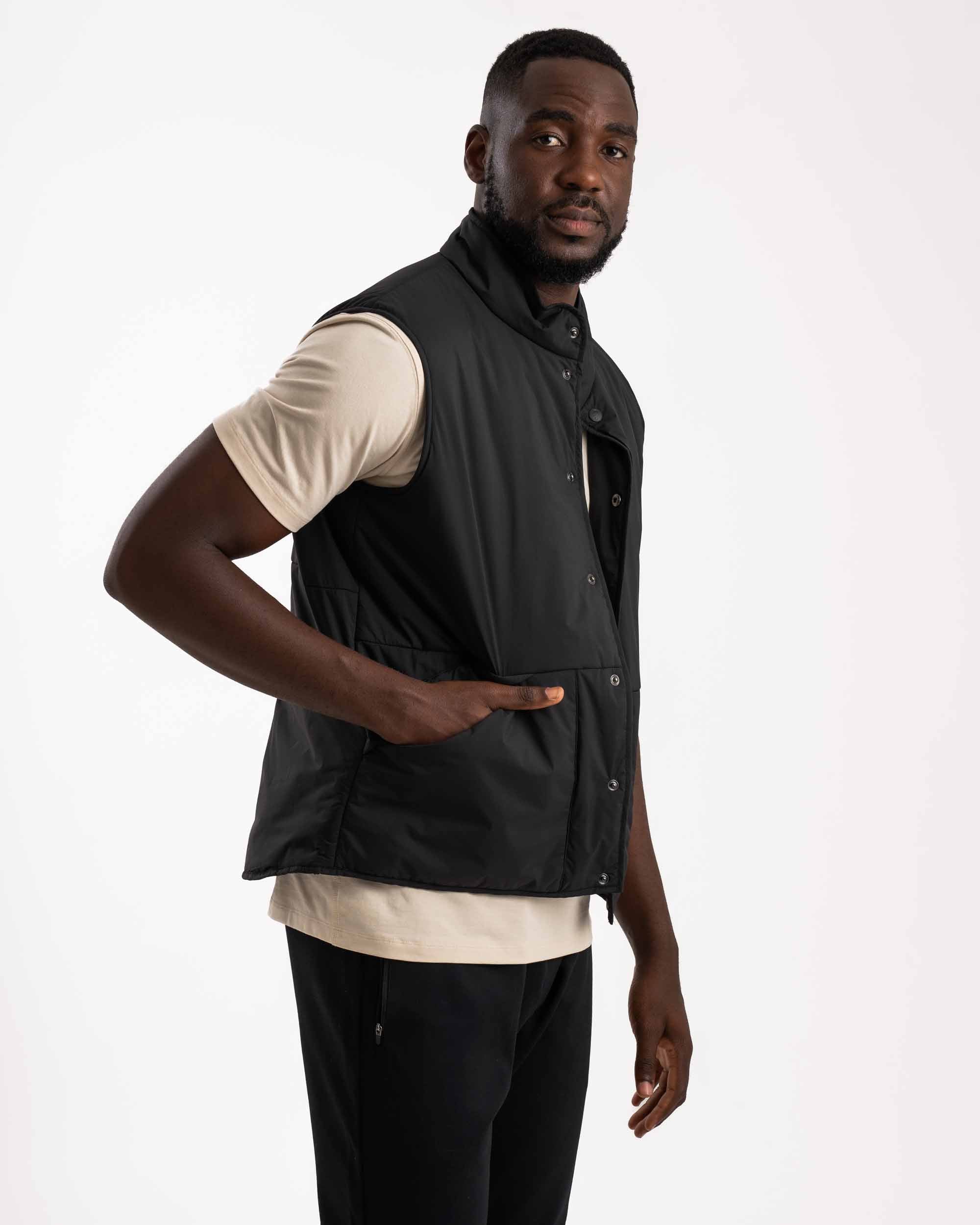 Gepolsterte Outdoor-Weste für Herren - Schwarz