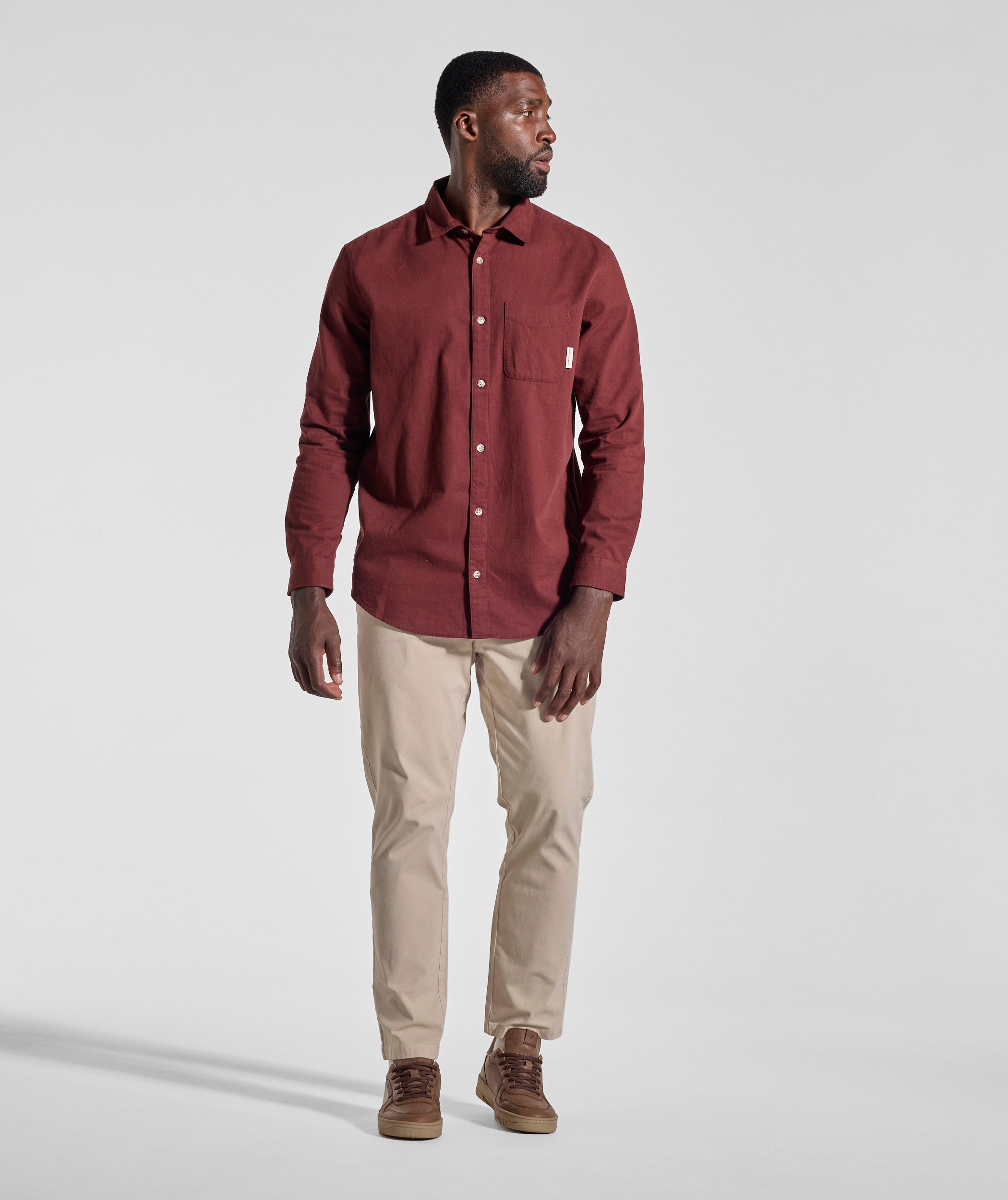 Mens Cotton Textured Shirt - Burgundy