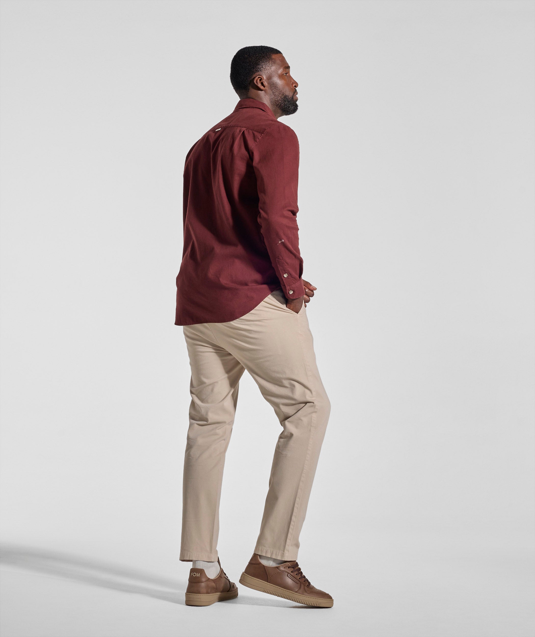 Mens Cotton Textured Shirt - Burgundy