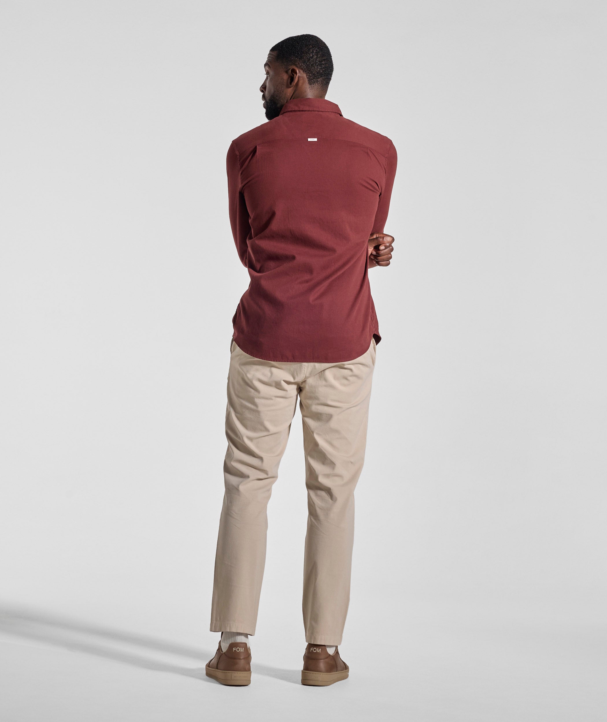 Mens Cotton Textured Shirt - Burgundy