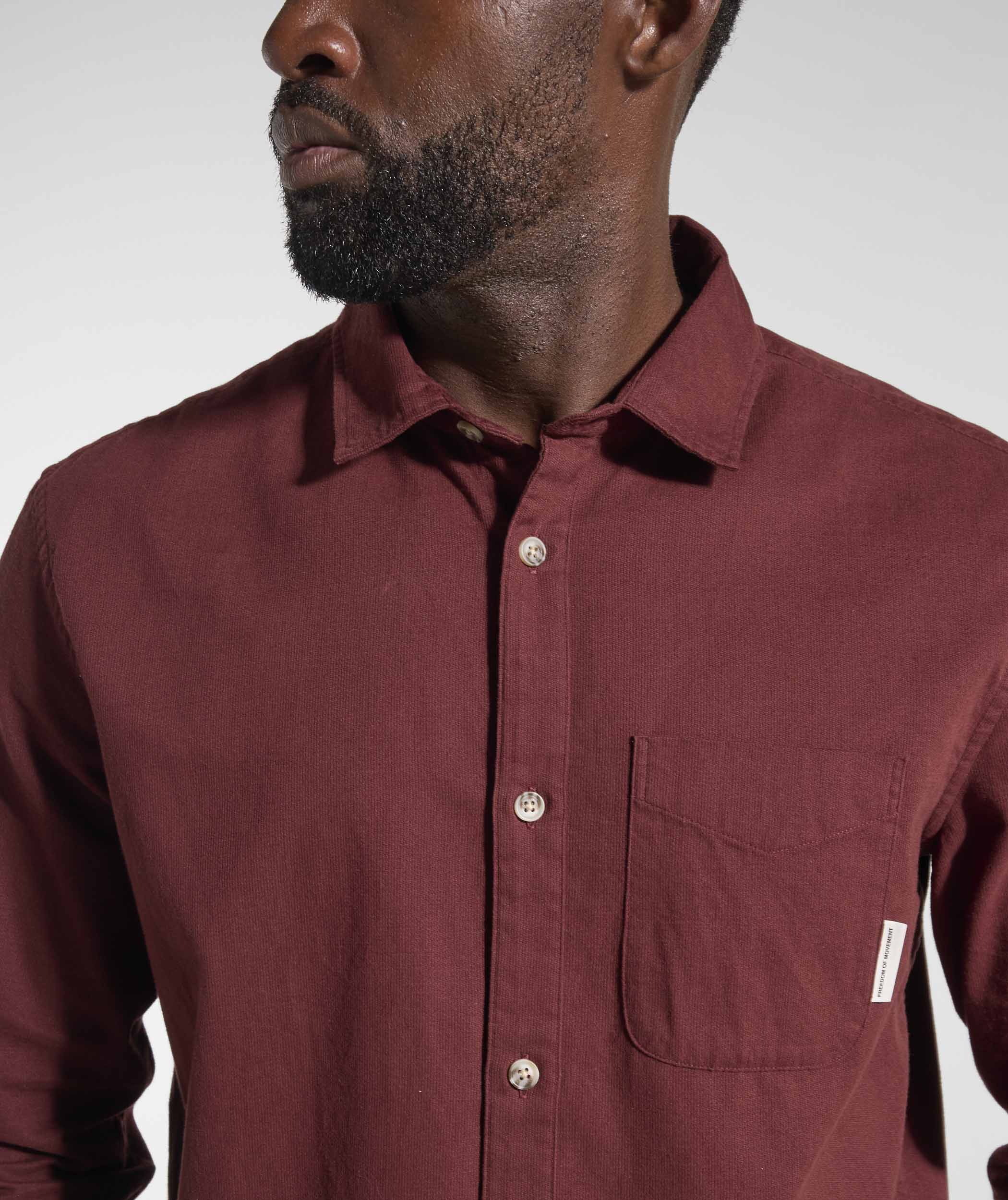 Mens Cotton Textured Shirt - Burgundy