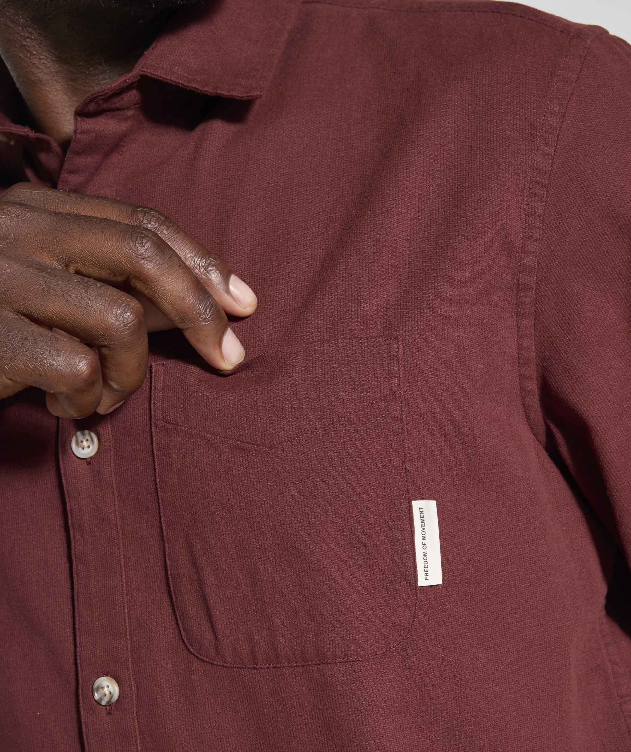 Mens Cotton Textured Shirt - Burgundy