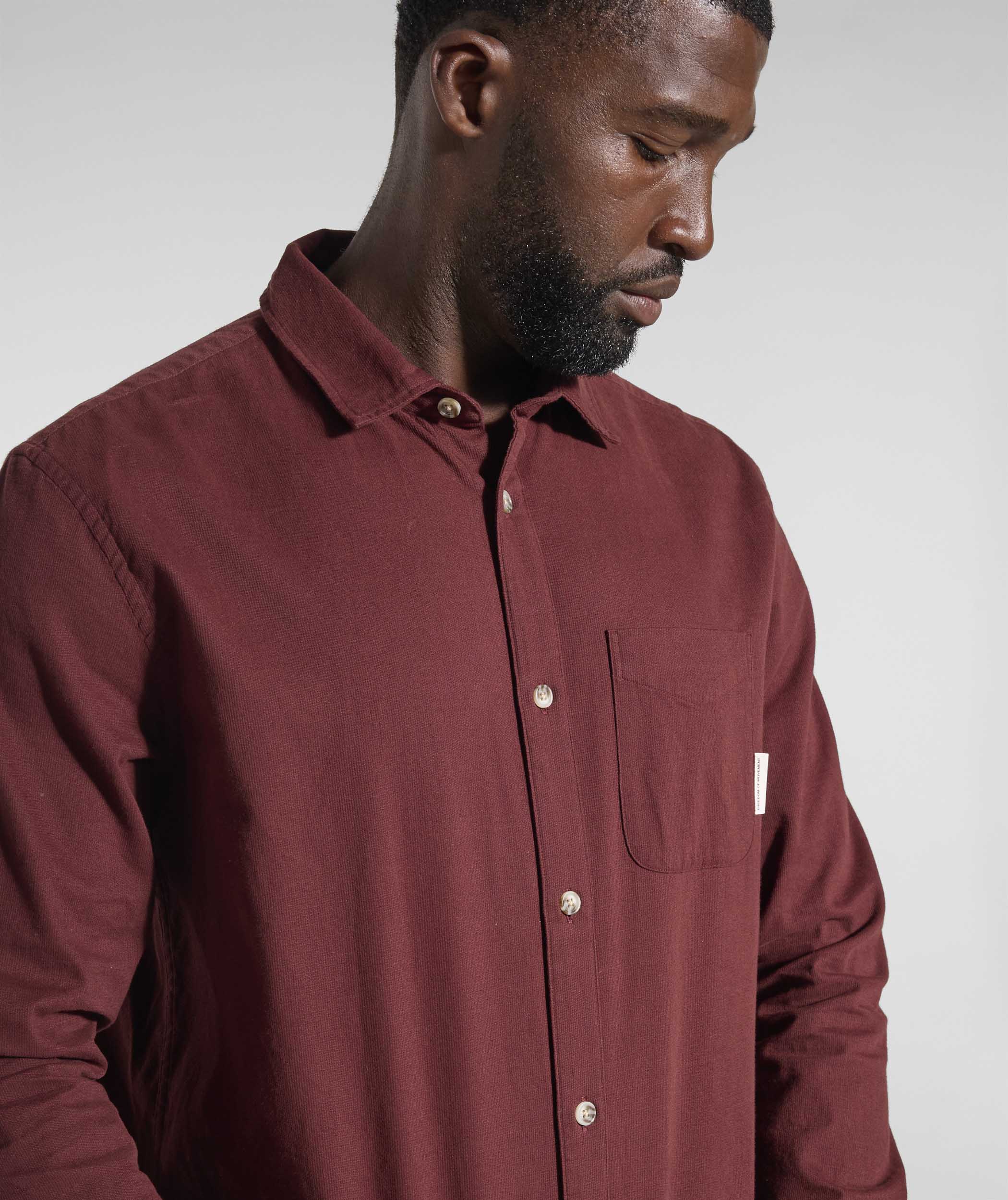 Mens Cotton Textured Shirt - Burgundy