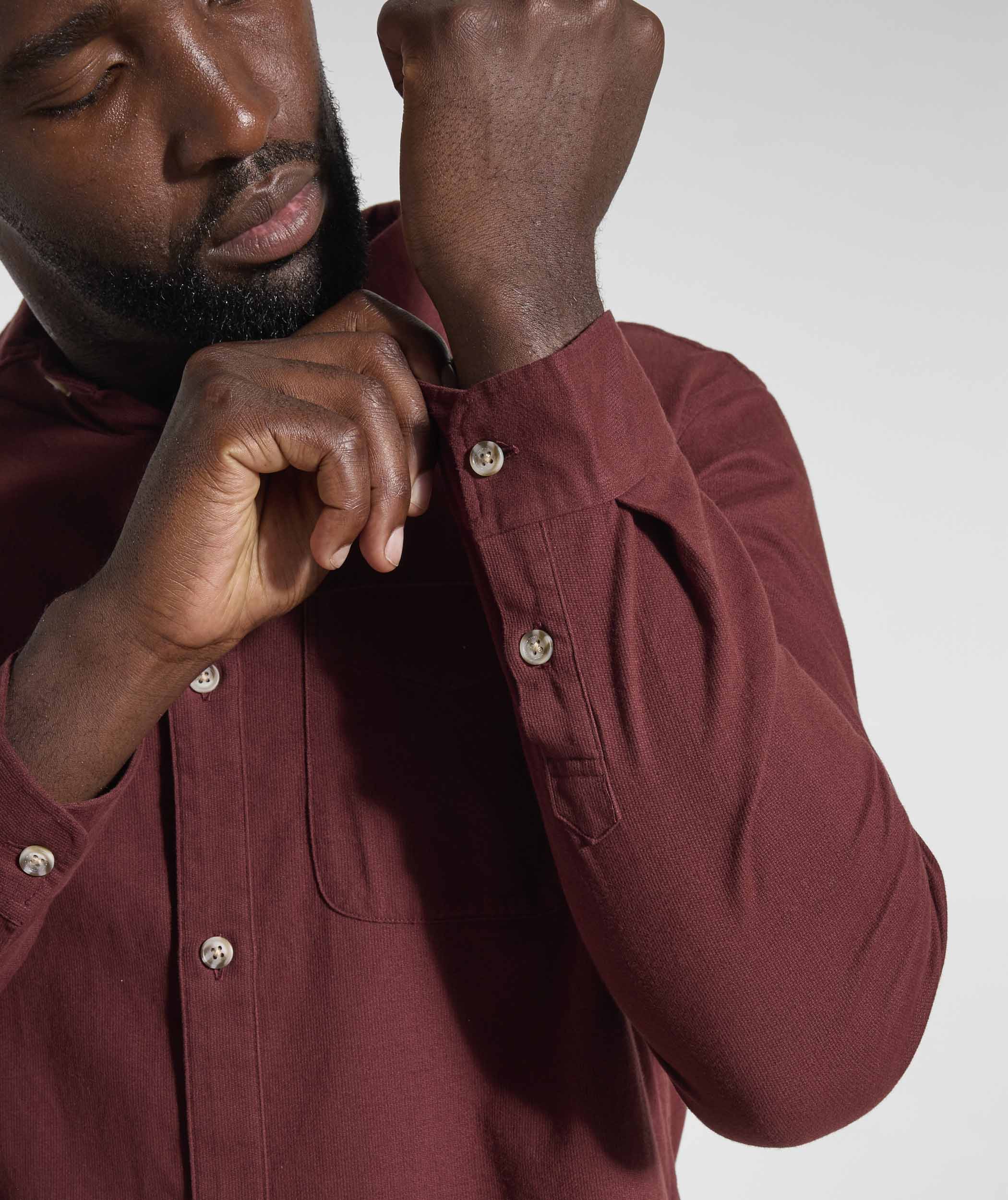 Mens Cotton Textured Shirt - Burgundy