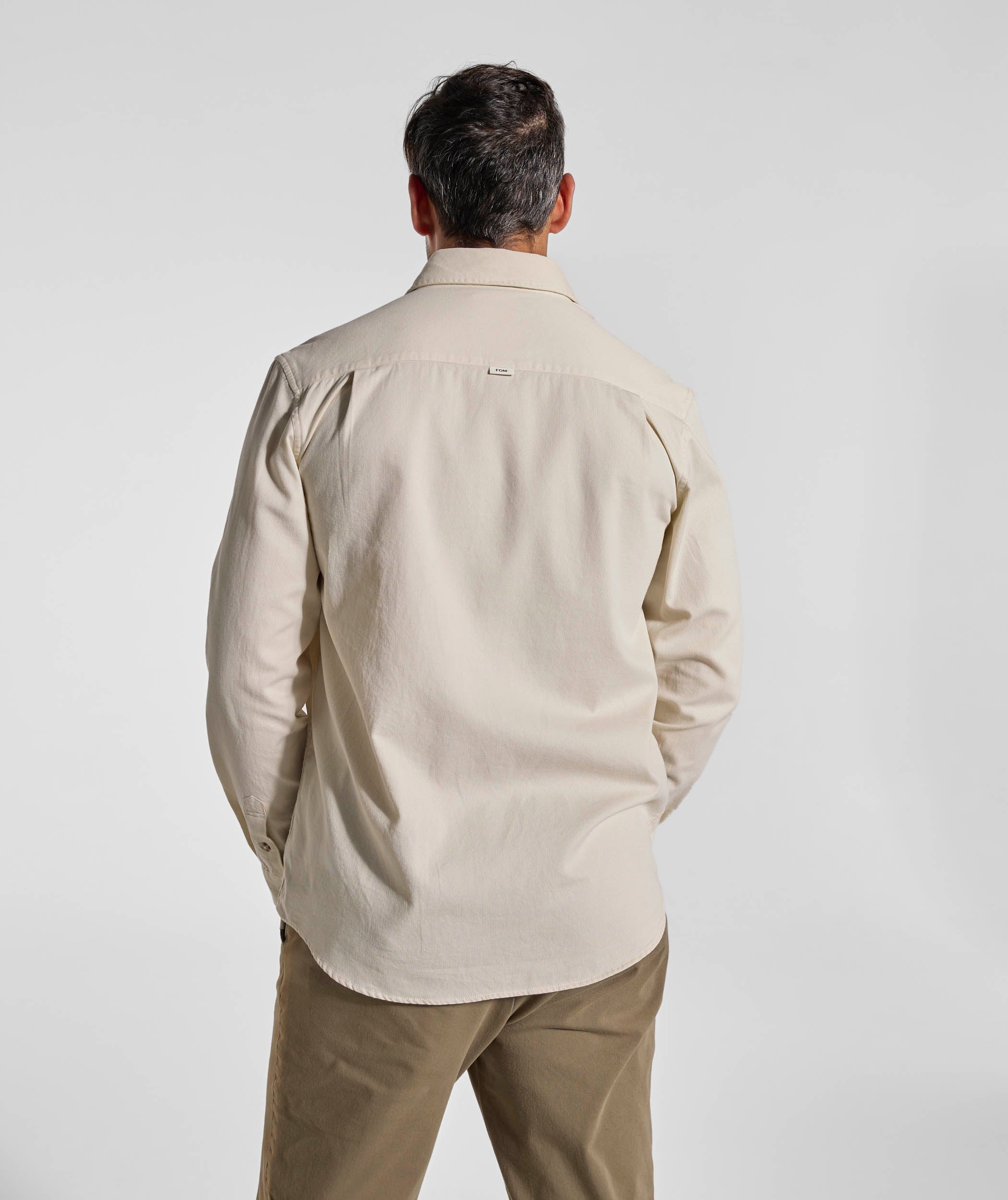 Mens Cotton Textured Shirt - Ecru