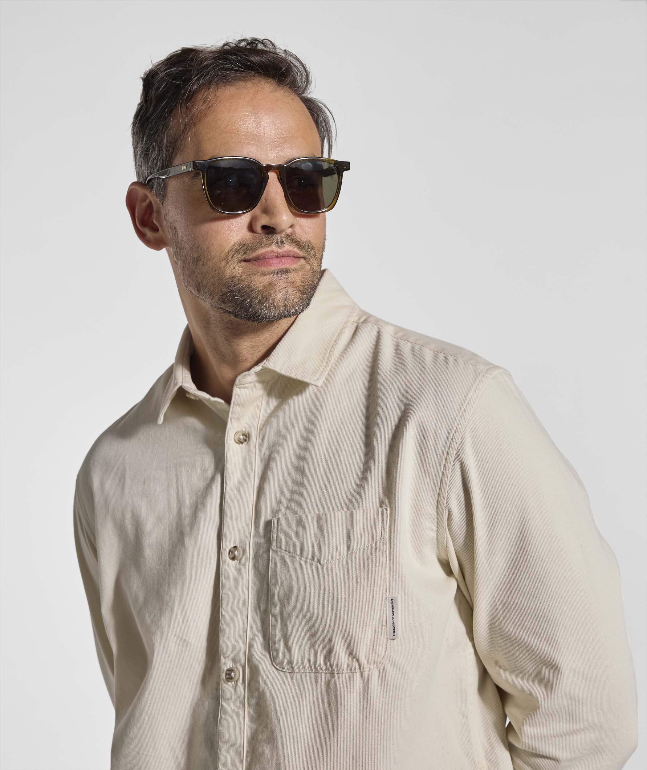 Mens Cotton Textured Shirt - Ecru