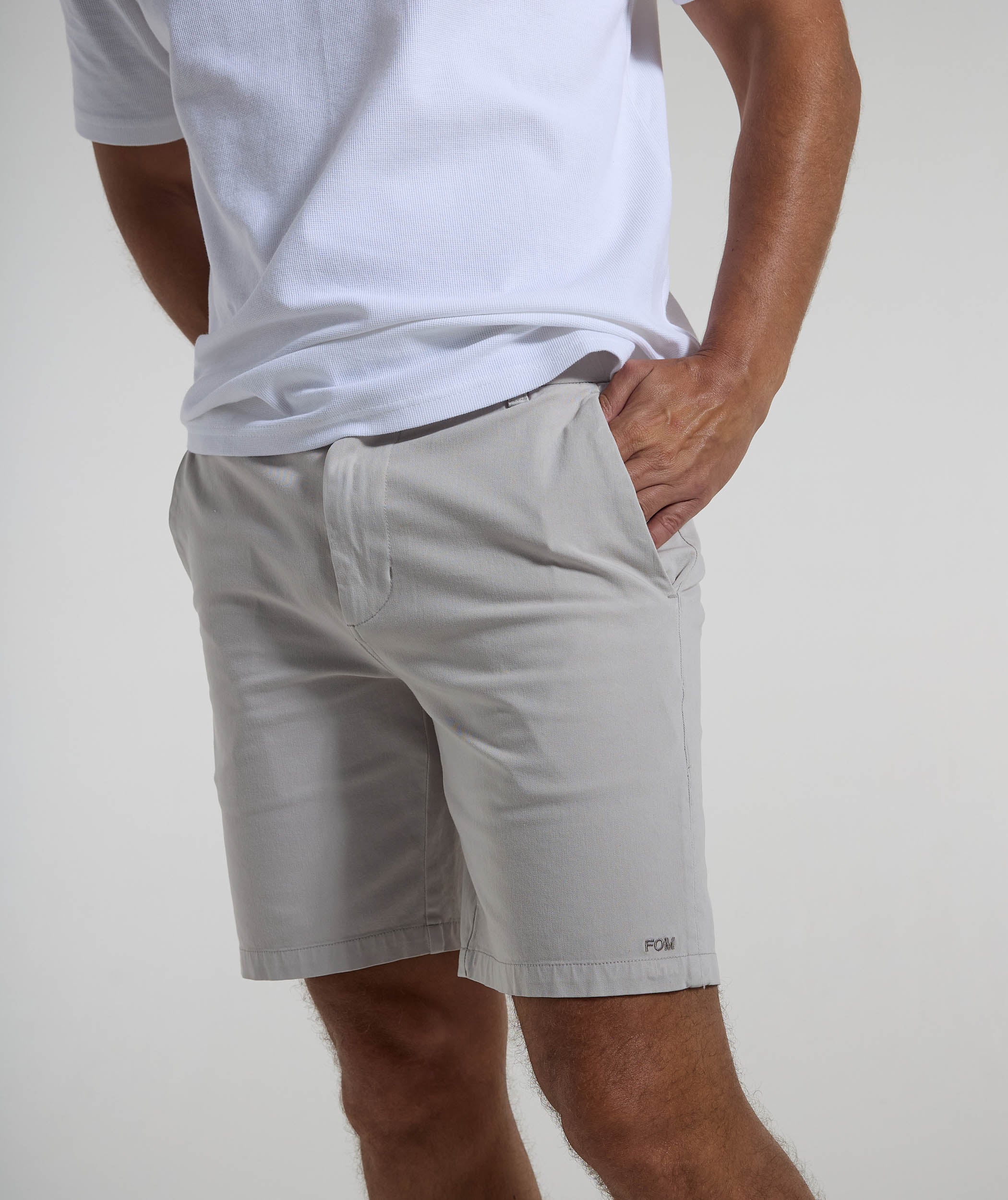Mens Cotton Twill Chino Shorts - Grey