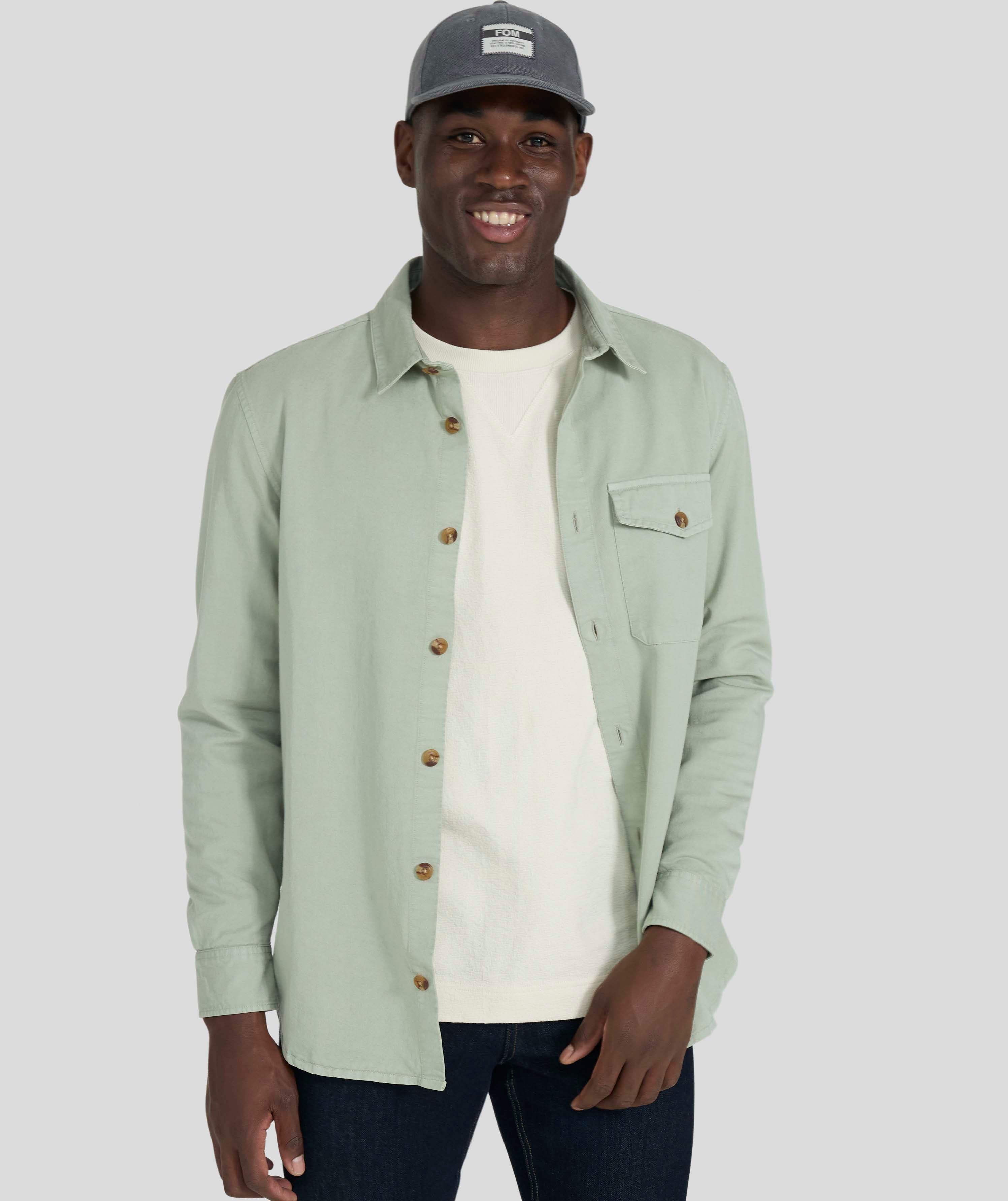 Mens Cotton Twill Shirt - Willow Green