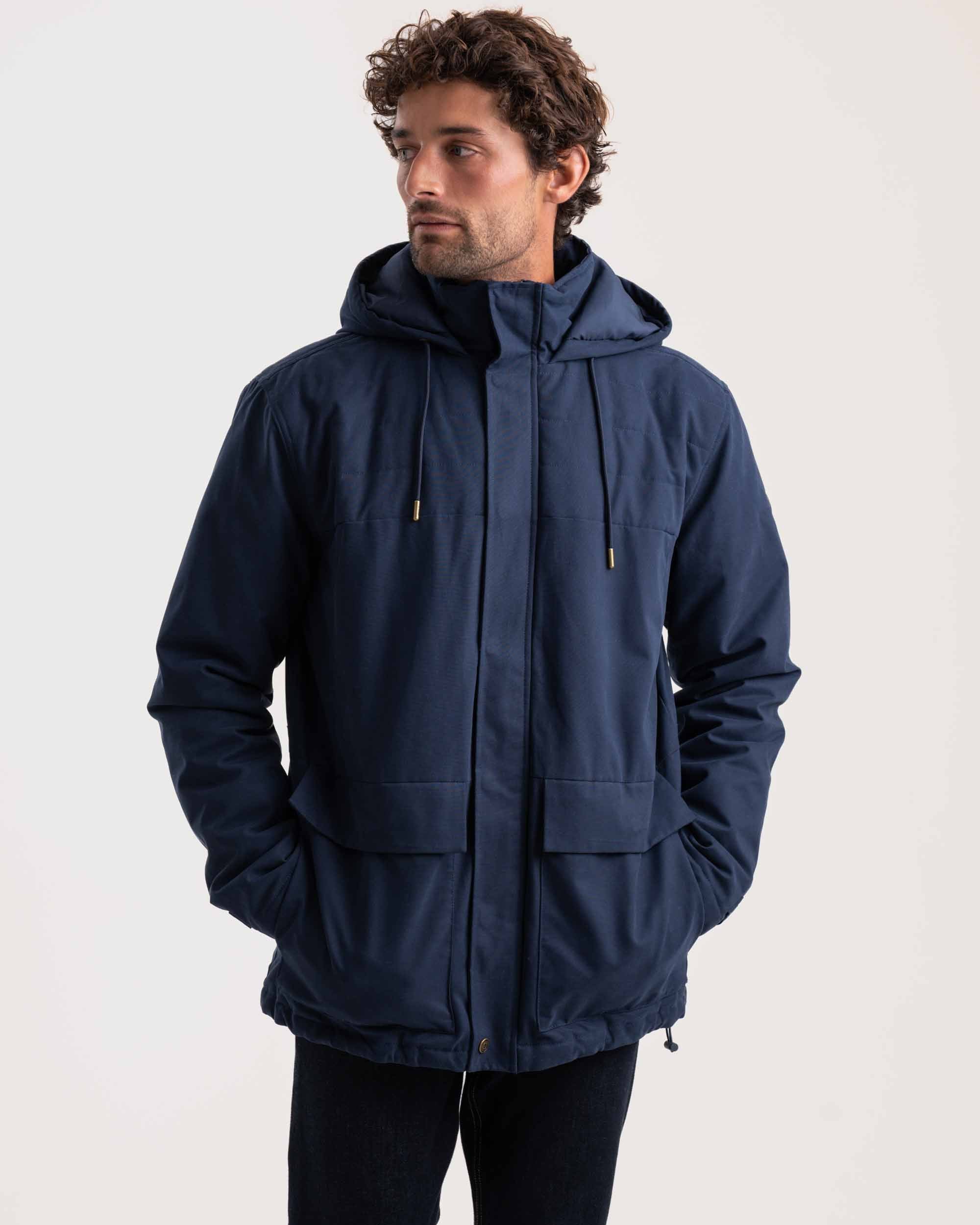 Halbgesteppte Parkajacke für Herren - Dunkelblau
