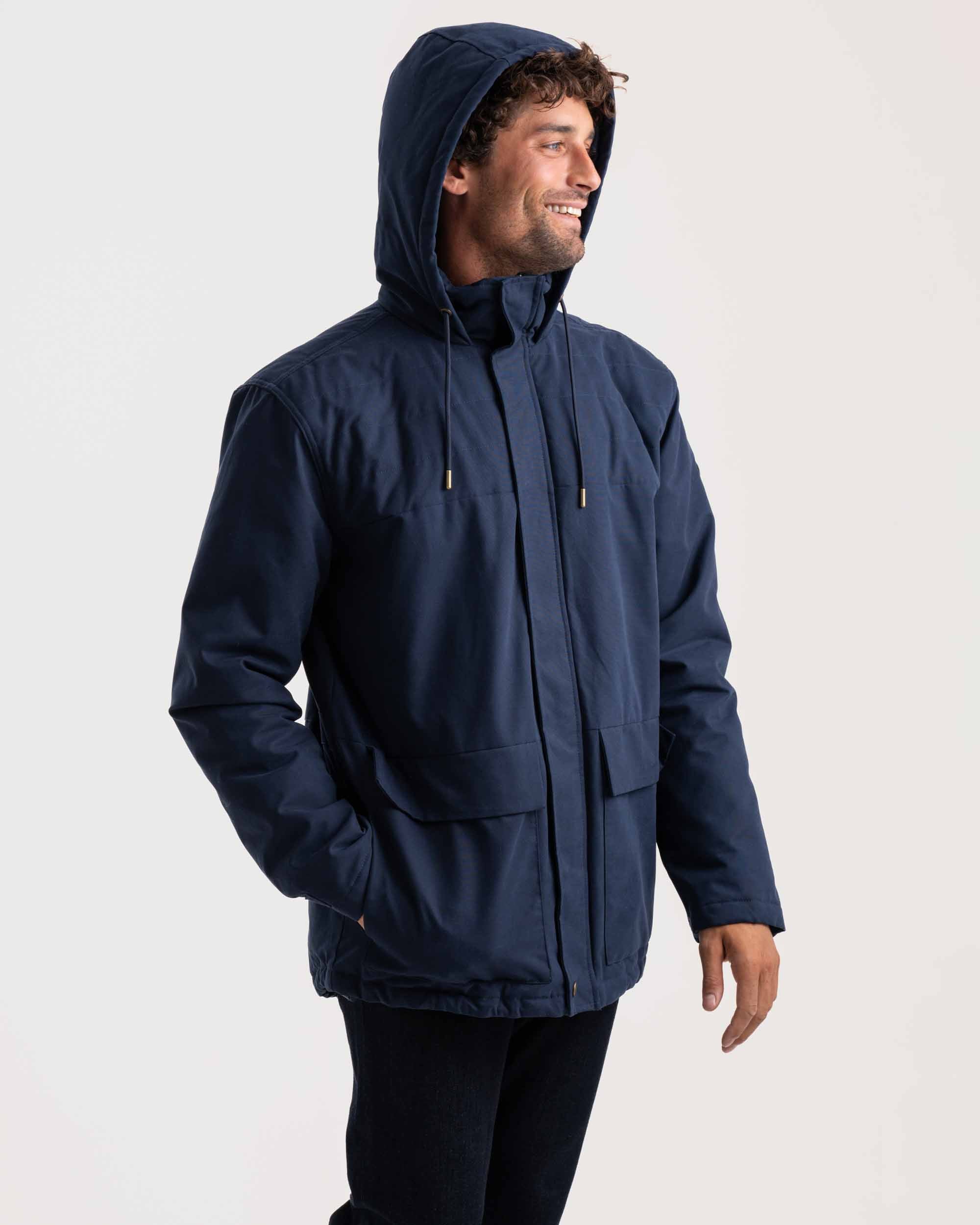 Halbgesteppte Parkajacke für Herren - Dunkelblau
