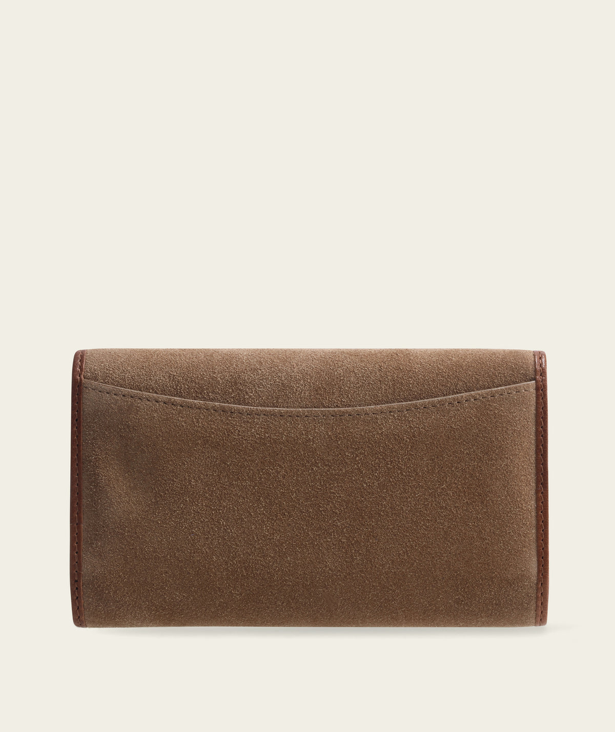 Ladies Clasp Wallet - Suede Natural/ Brown