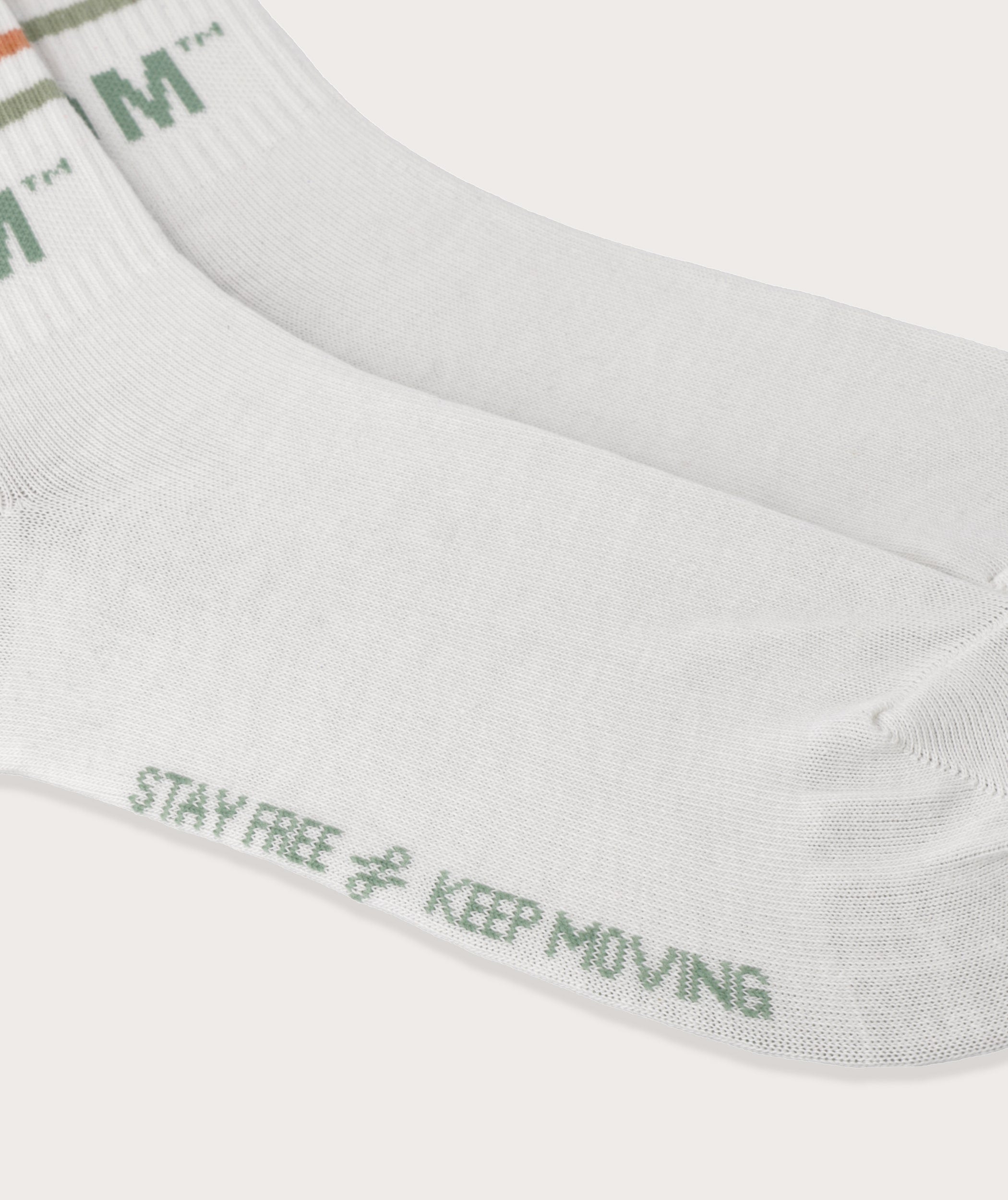Socks FOM Active Beige/ Peach & Lime Stripes (Size 4-7)
