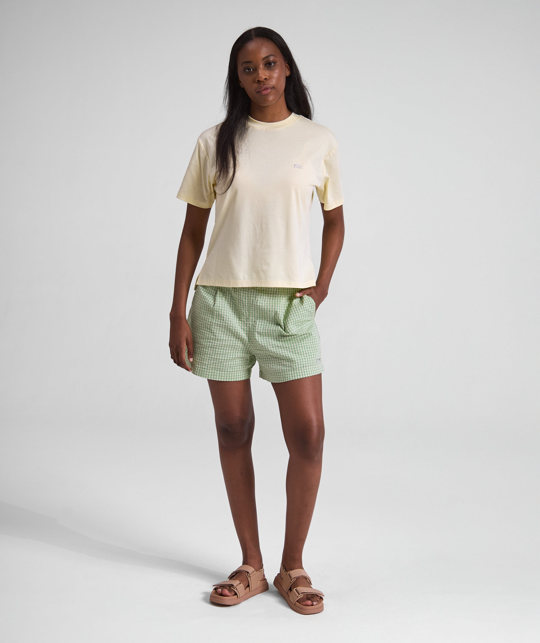 Ladies Gingham Shorts - X Green