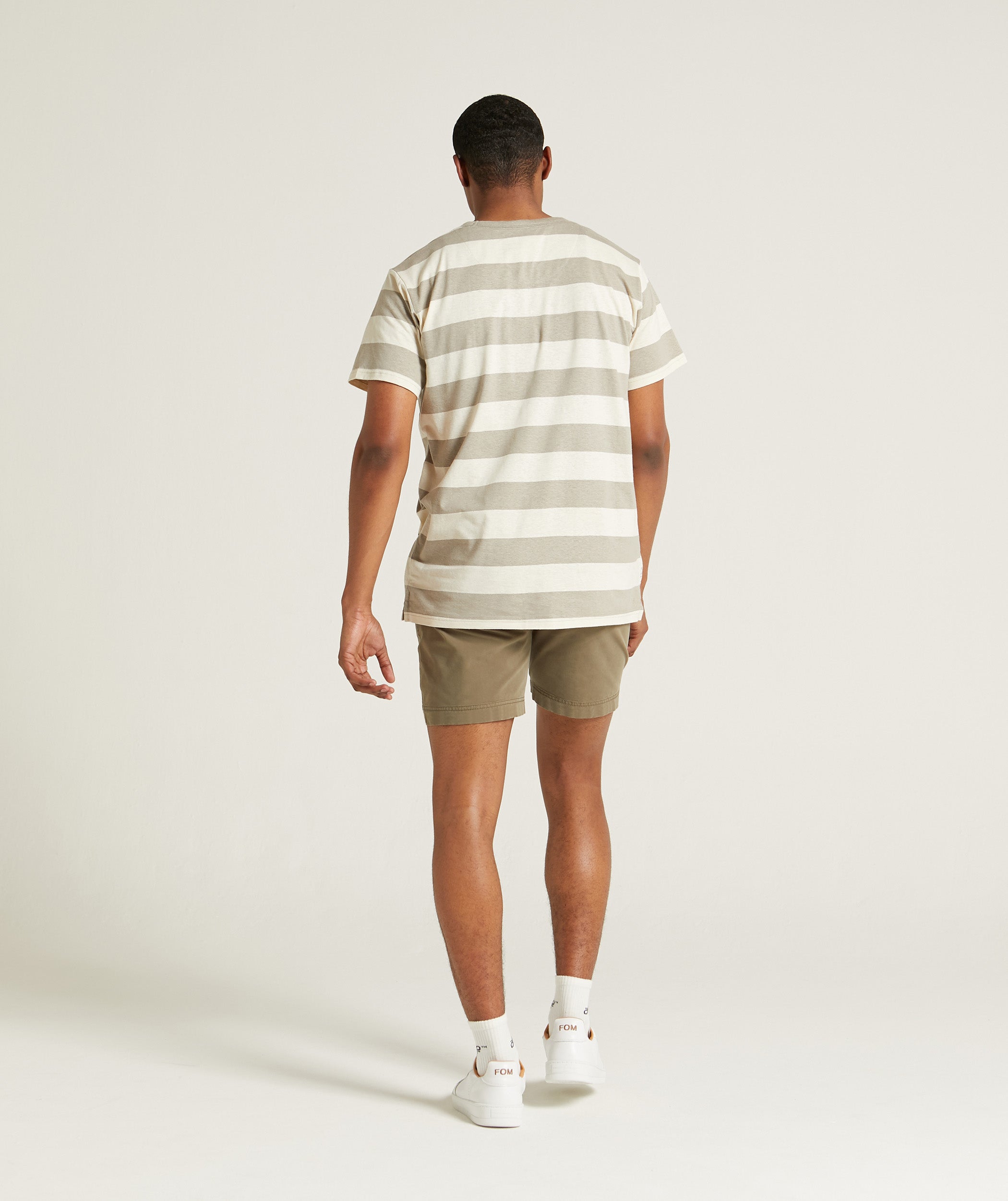 Mens Hemp Blend Slim Fit Tee - Neutral Stripe