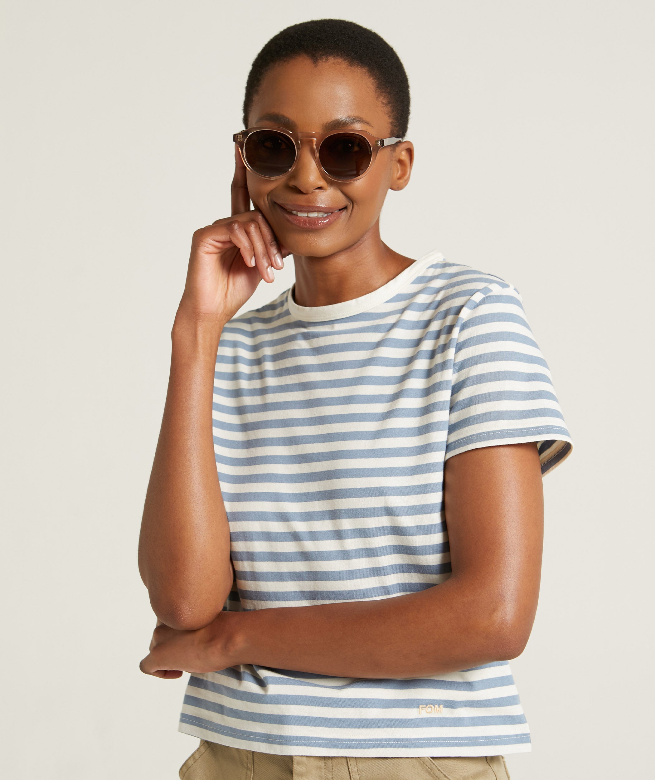 Ladies Regular Fit Tee - Blue Stripes