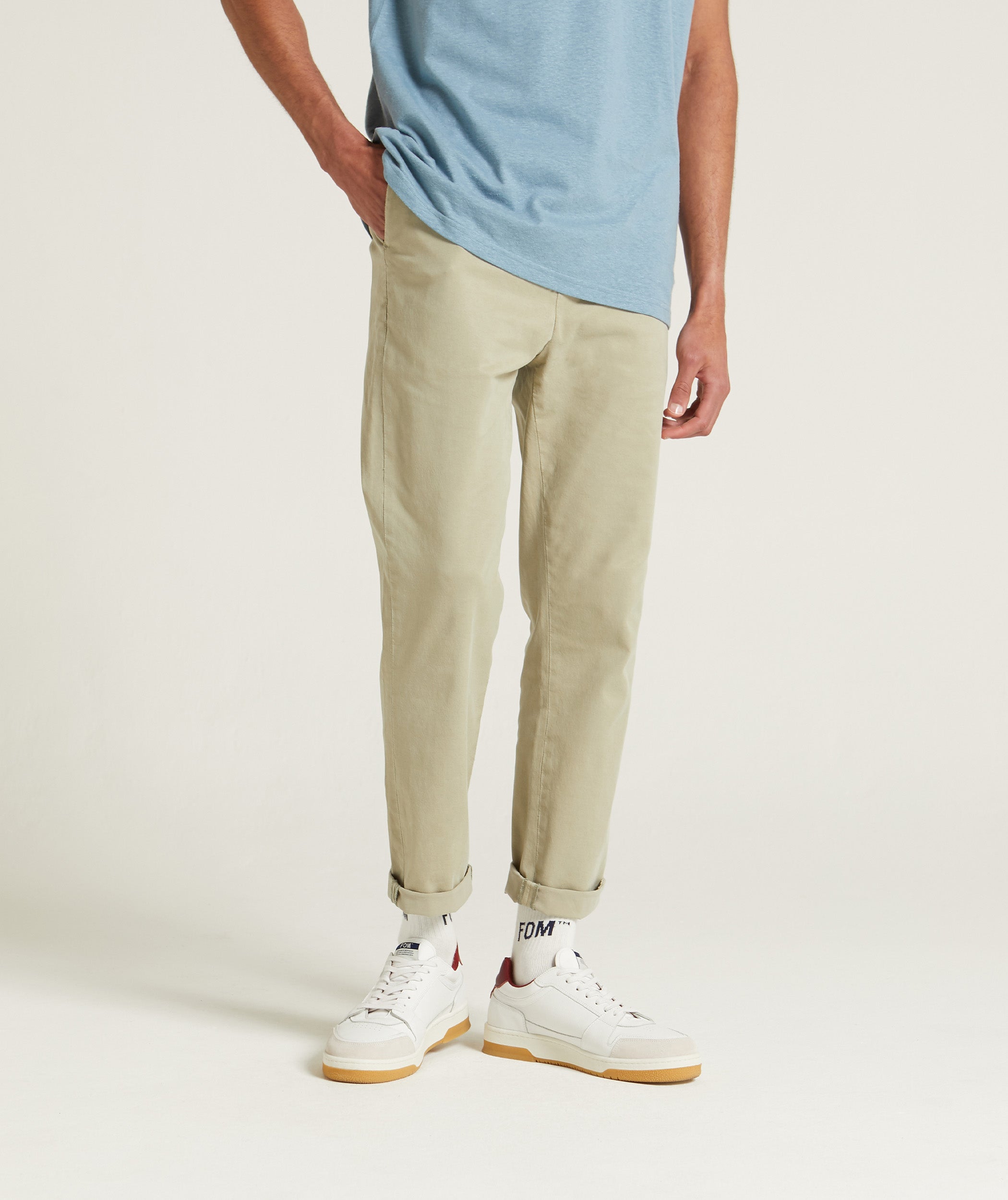 Mens Slim Tencel Blend Trousers - Seafoam Green