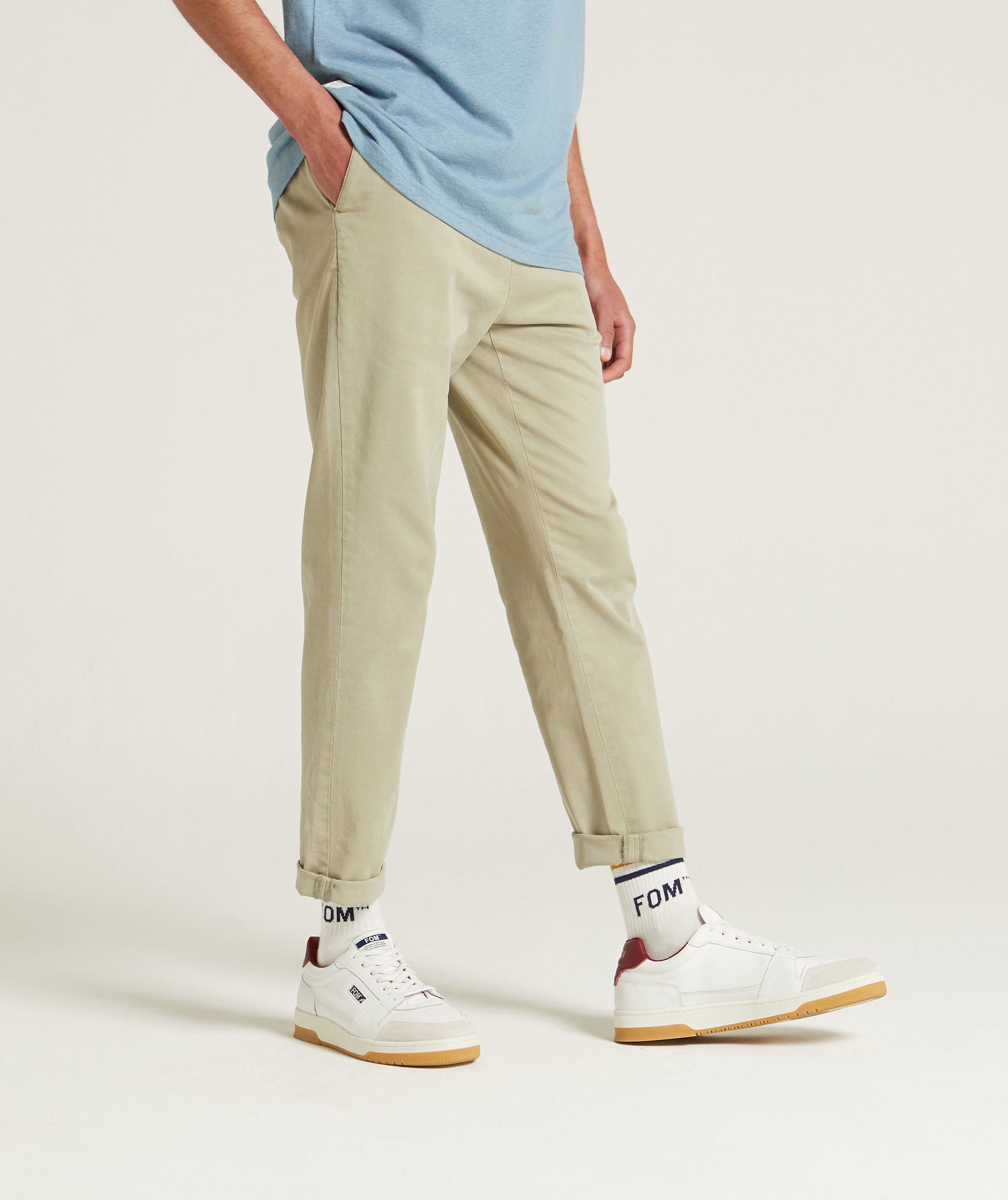 Mens Slim Tencel Blend Trousers - Seafoam Green