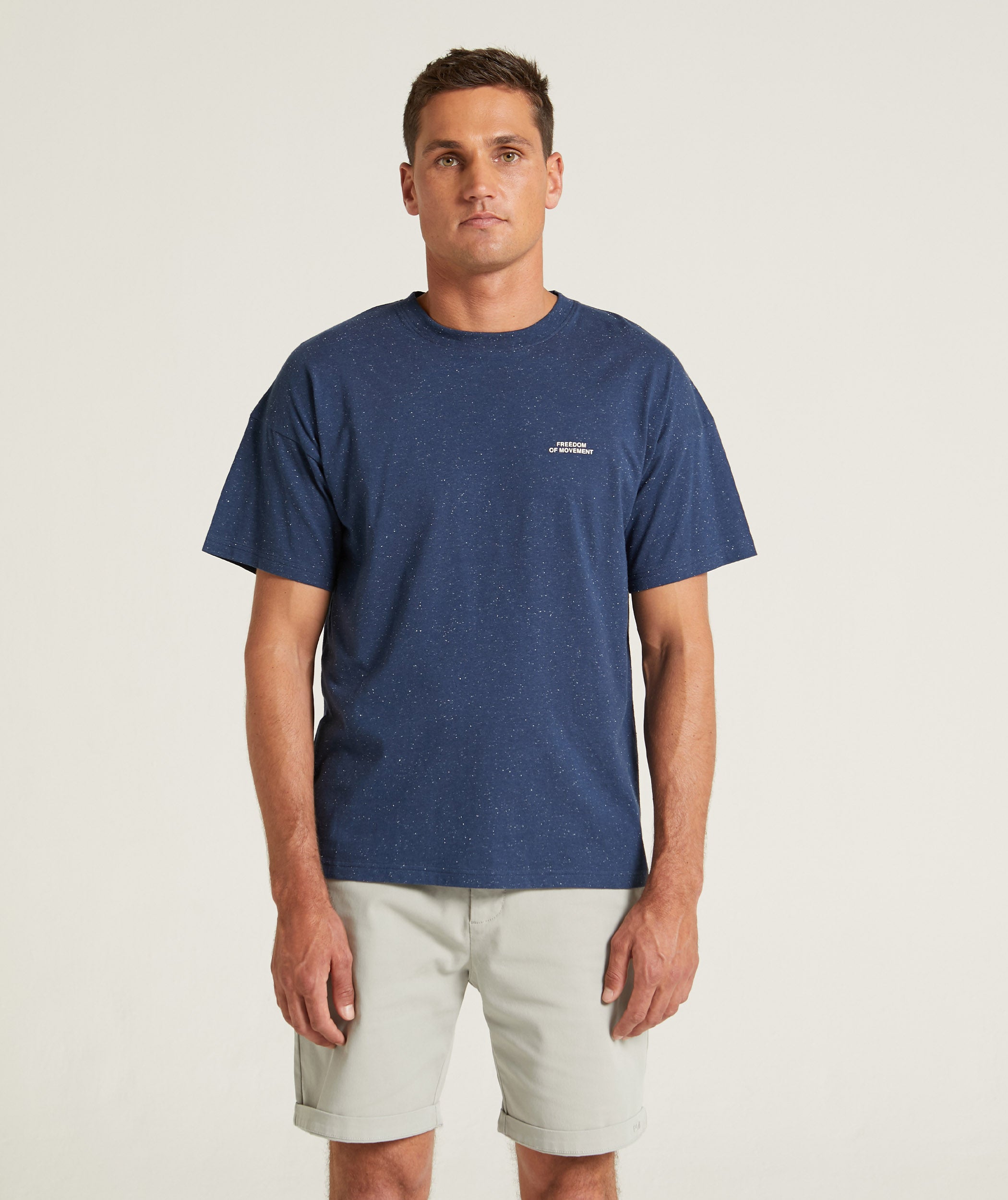 Mens Regular Fit Speckle Tee - Navy